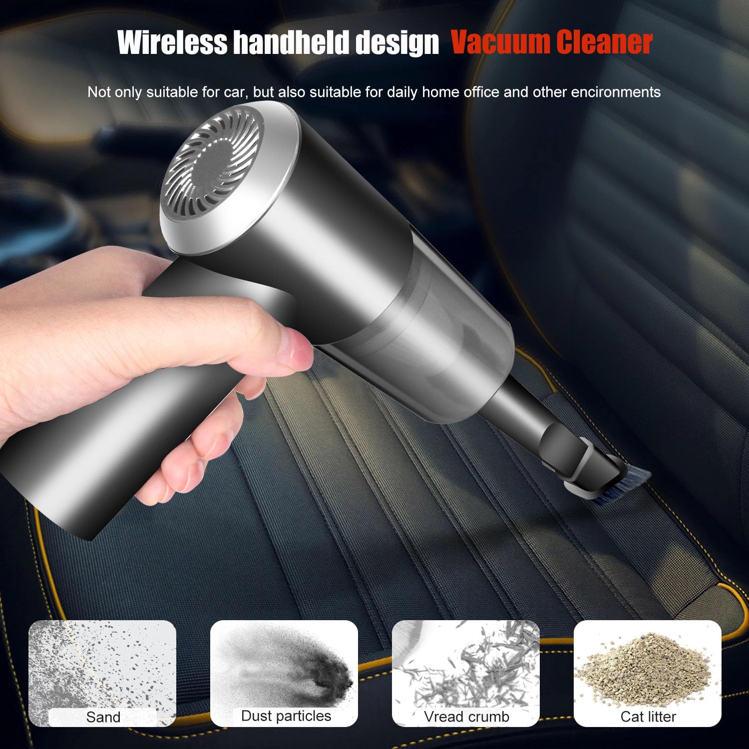 Yunyilan Cordless Handheld Vacuum Cleaner, High Power Rechargeable Mini Portable Vacuum For Home, Office And Car Cleaning (Black