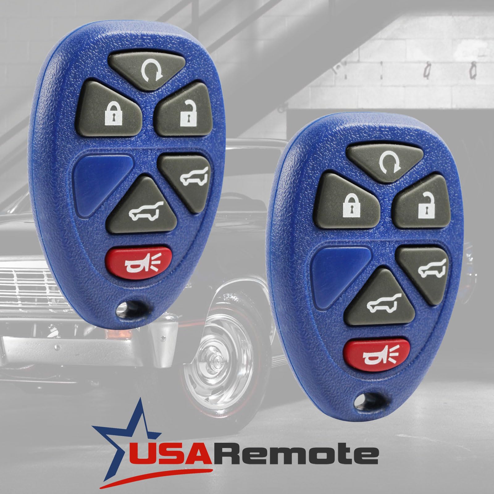Key Fob Keyless Entry Remote Fits 2007-2014 Chevy Tahoe Suburban / Cadillac Escalade / Gmc Yukon (Blue), Set Of 2