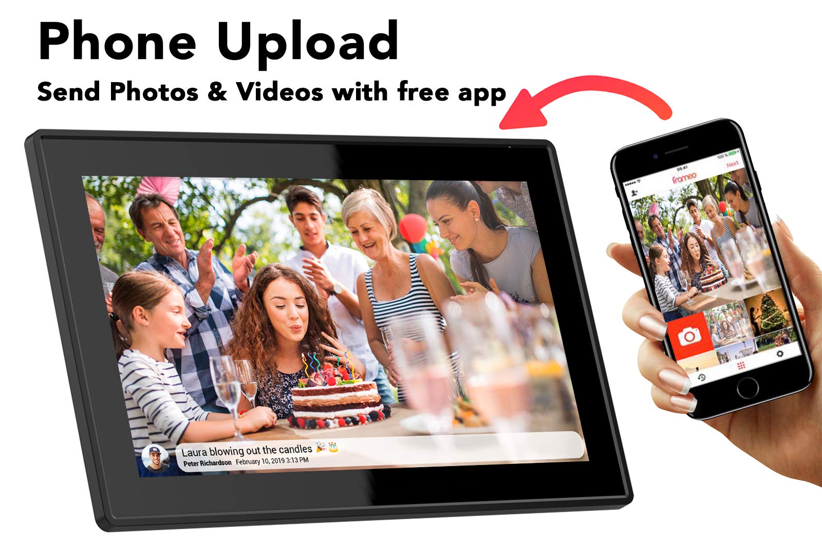 Feelcare 15.6 Inch 16Gb Wifi Picture Frame With Fhd 1920X1080 Ips Display,Touch Screen,Send Photos Or Small Videos From Anywhere