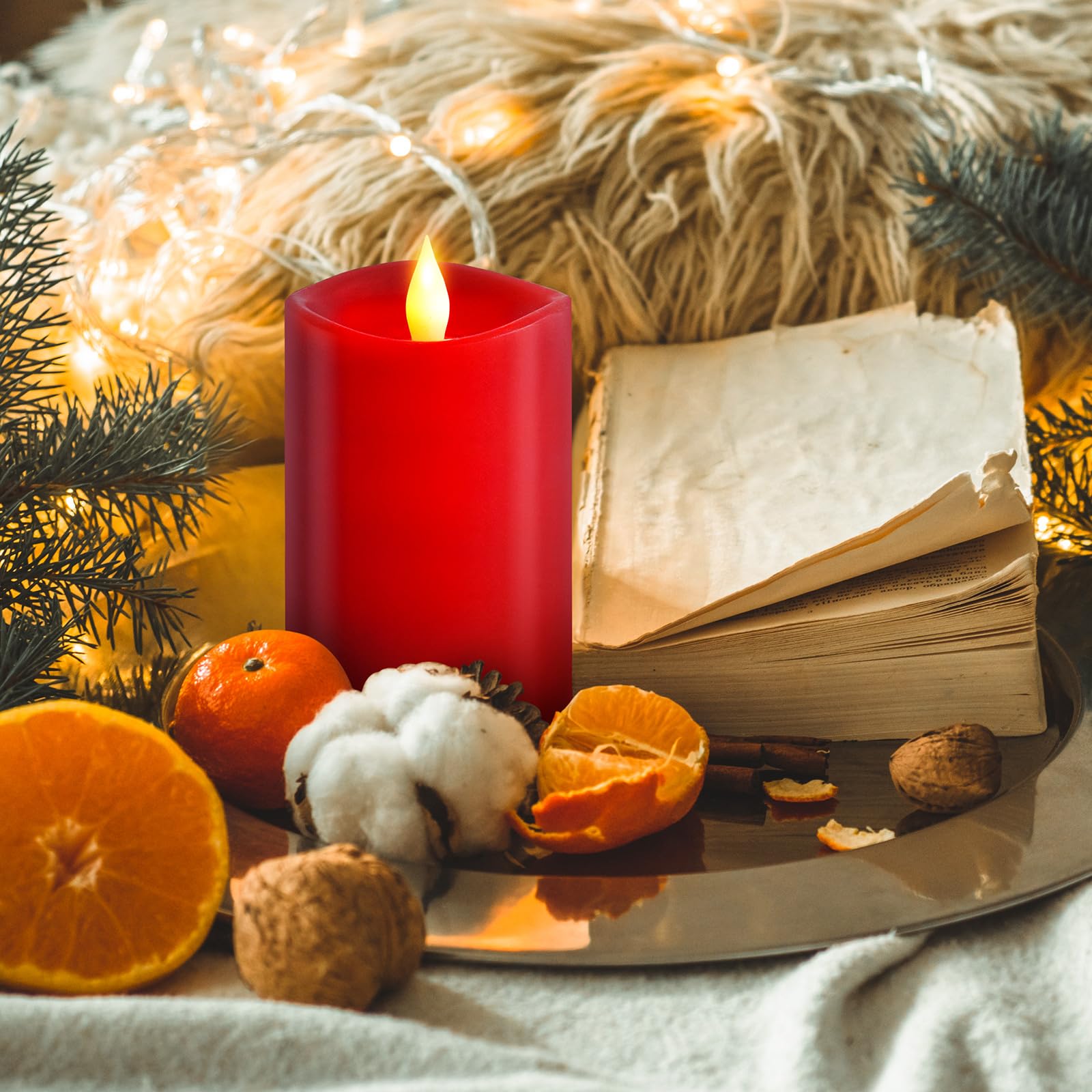 Milysoek 1Pcs, 3 X 5 Inches Flameless Candle With Remote Control, 3D Flickering Wick, Real Wax Pillar Led Candles, Battery Candl