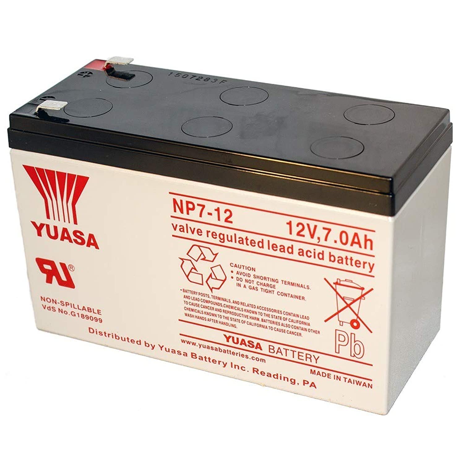 Yuasa Np7 12 12V/7Ah Sealed Lead Acid Battery With F1 Terminal