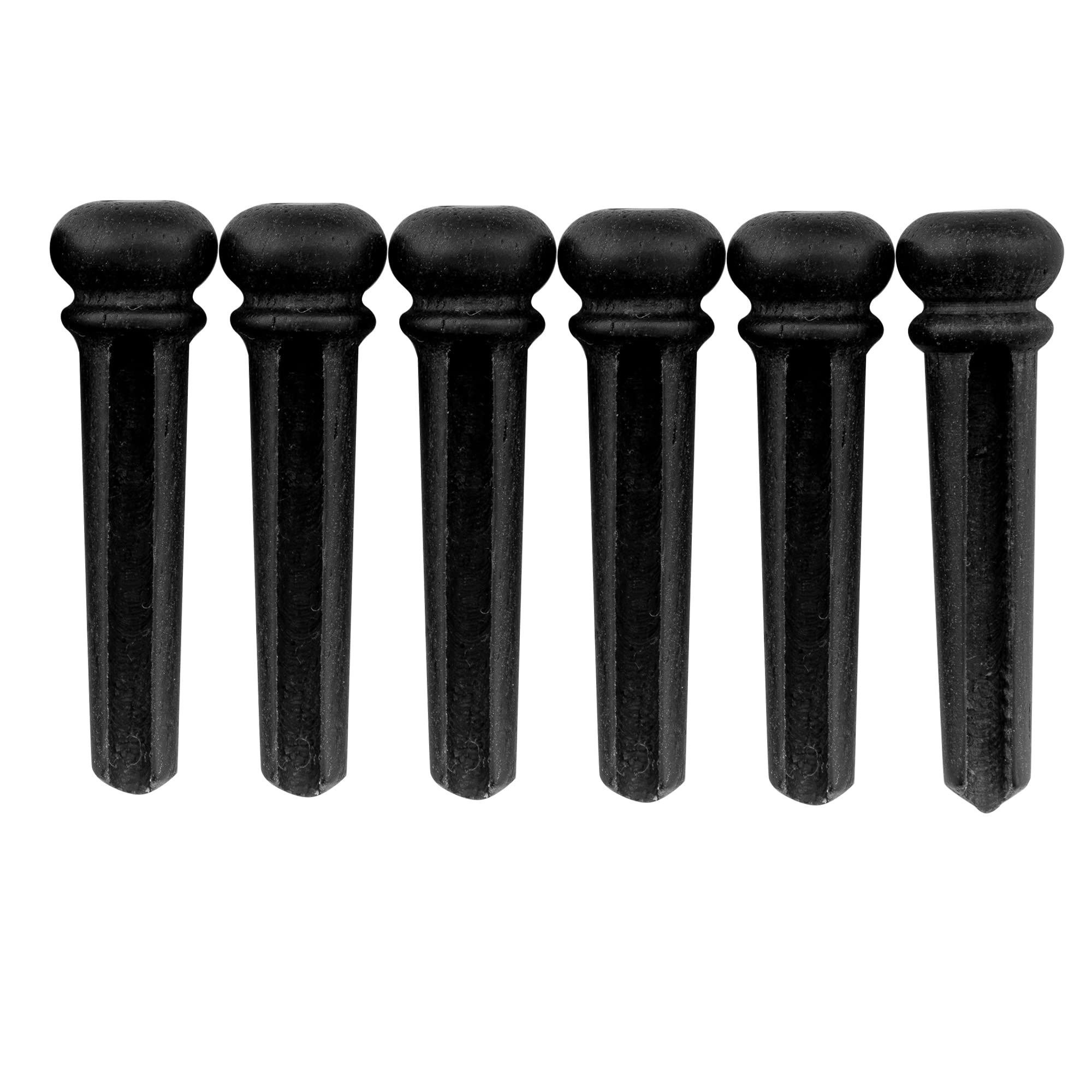 Musiclily Pro Slotted Ebony Acoustic Guitar Bridge Pins, Black With 3Mm White Pearl Shell Dot (Set Of 6)