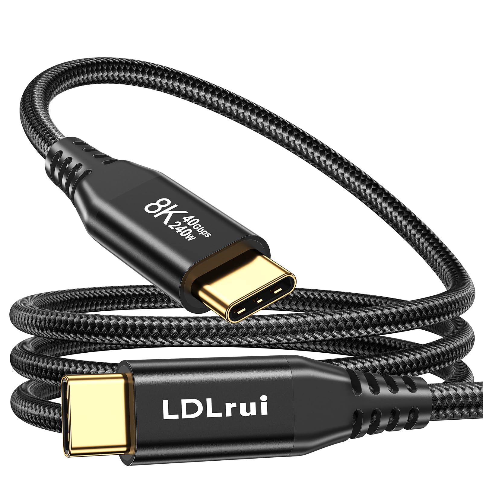Ldlrui Usb C Monitor Display Cable 6Ft, 8K@60Hz Uhd Usb C Video Cord, Supports 40 Gbps Data Transfer, 240W Pd Fast Charging Usb C To Usb C Cable, For Macbook Pro, Dell, Portable Monitor, Ipad Pro