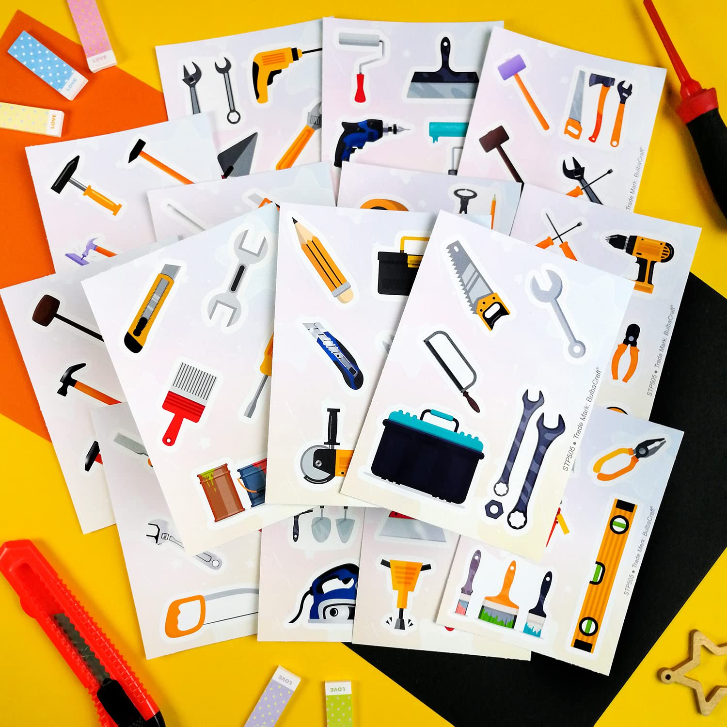 100Pcs Tool Stickers, Hammer Stickers, Tool Stickers And Decals   Tool Bench, Tool Set, Tool, Tool Box For Boys And Girls