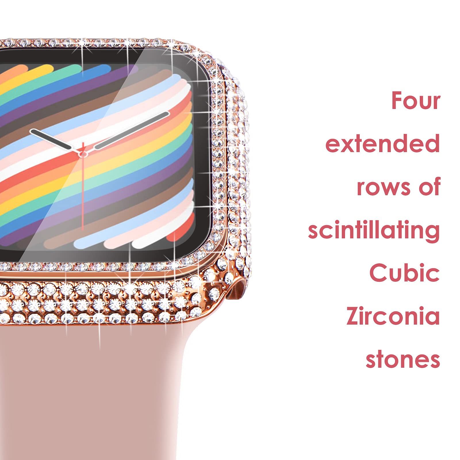 Surace Compatible With Apple Watch Case 40Mm With Screen Protector For Apple Watch Series 6/5/4/3/2/1, Bling Case 300 Crystal Di