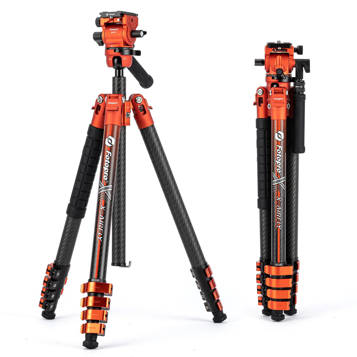 Fotopro X Airfly Video 64.5 Inch Lightweight Travel Camera Tripod With Fluid Head Panoramic Ball Head 2.95Lb Expandable Portable