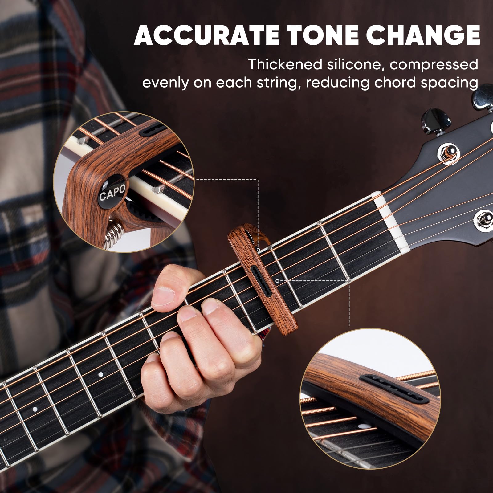 Guitar Capo, 3In1 Zinc Metal Capo For Acoustic And Electric Guitars (With Pick Holder And 4Picks),Ukulele,Mandolin,Banjo,Guitar