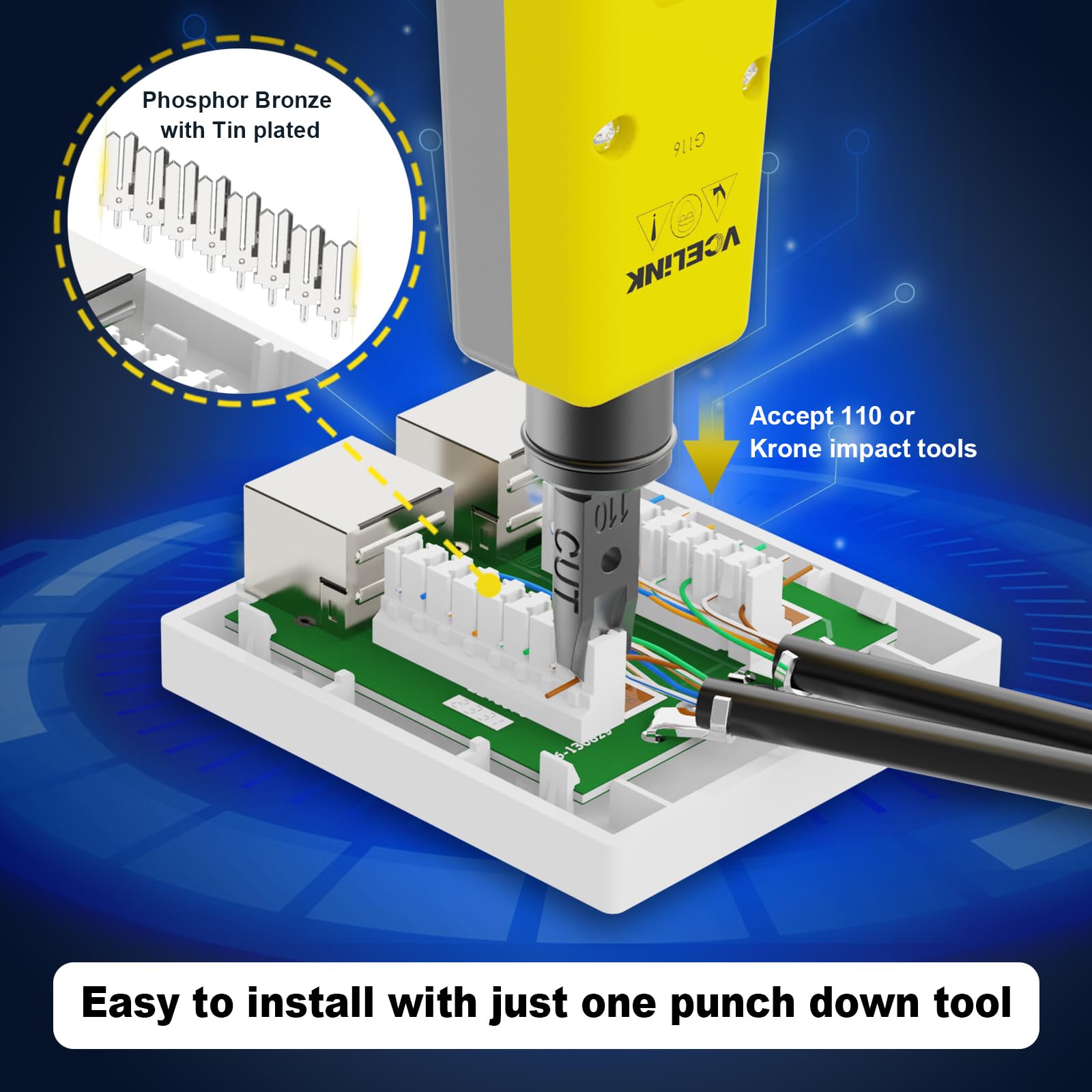 Vcelink Rj45 Surface Mount Box Shielded 2 Port, Compatible With Utp Cat6/Cat5E/Cat5 Stranded Or Solid Network Cables, 5 Pack, Wh