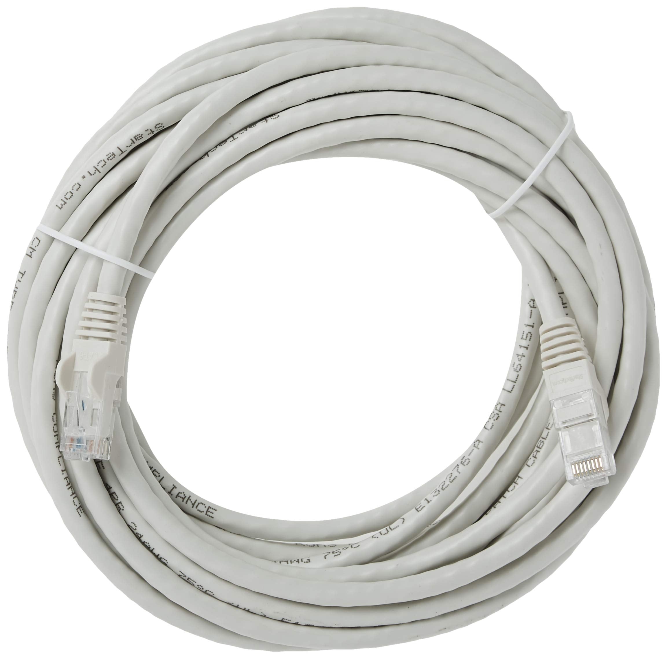 StarTech.com 20ft CAT6 Ethernet Cable   White CAT 6 Gigabit Ethernet Wire  650MHz 100W PoE RJ45 UTP Network/Patch Cord Snagless w/Strain Relief Fluke Tested/Wiring is UL Certified/TIA (N6PATCH20WH)