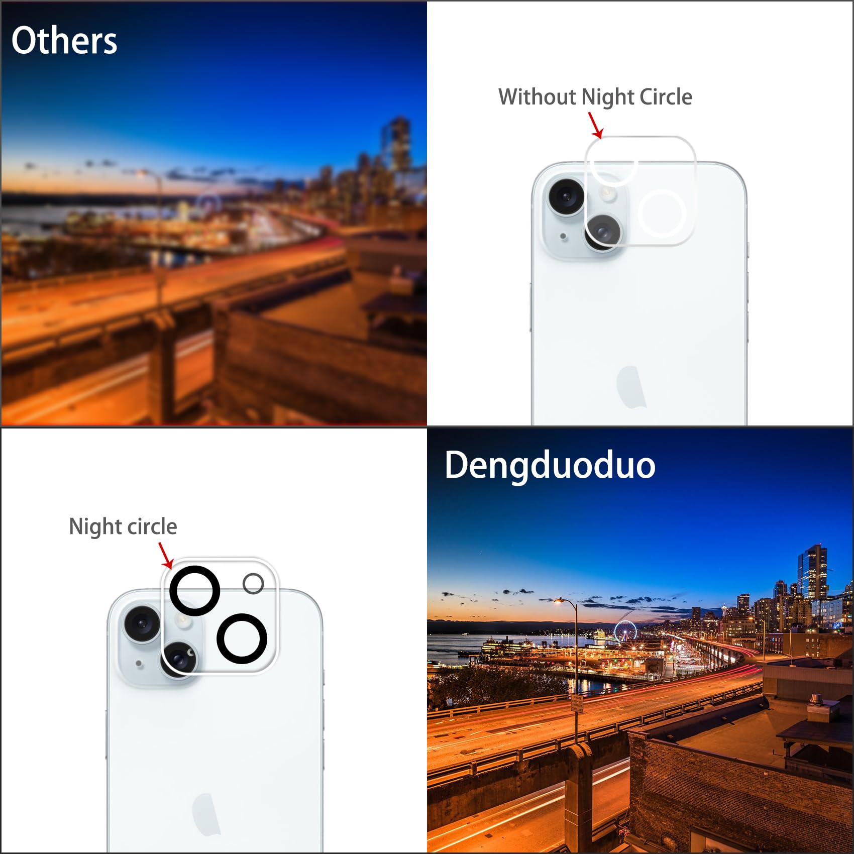 Dengduoduo ?3 Pack? Tempered Glass Camera Lens Protector For Iphone 15 6.1'' & For Iphone 15 Plus 6.7'', Ultra Hd, 9H Hardness,