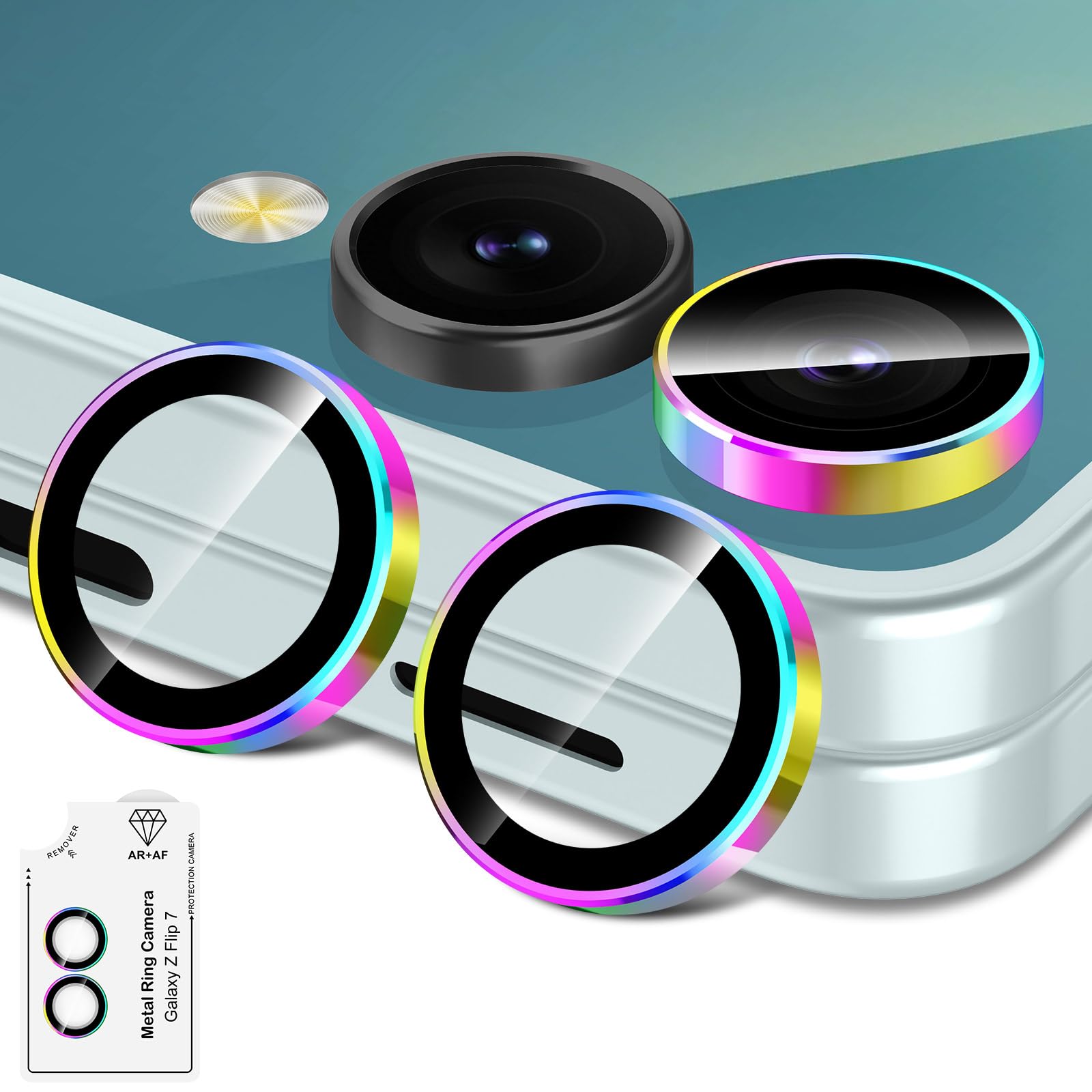 Avocase for Samsung Galaxy Z Flip 7 Camera Lens Protector, Individual Metal Ring Tempered Glass Lens Cover, [Strong Adsorption] 