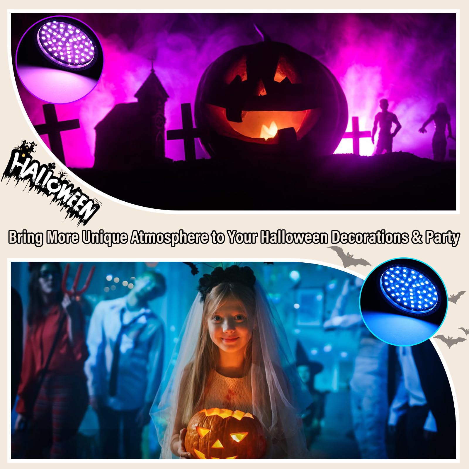 Strobe Lights Halloween, Telbum Colorful Strobe Light For Parties, Super Bright 54 Rgb Led Mini Strobe Light With Remote Control