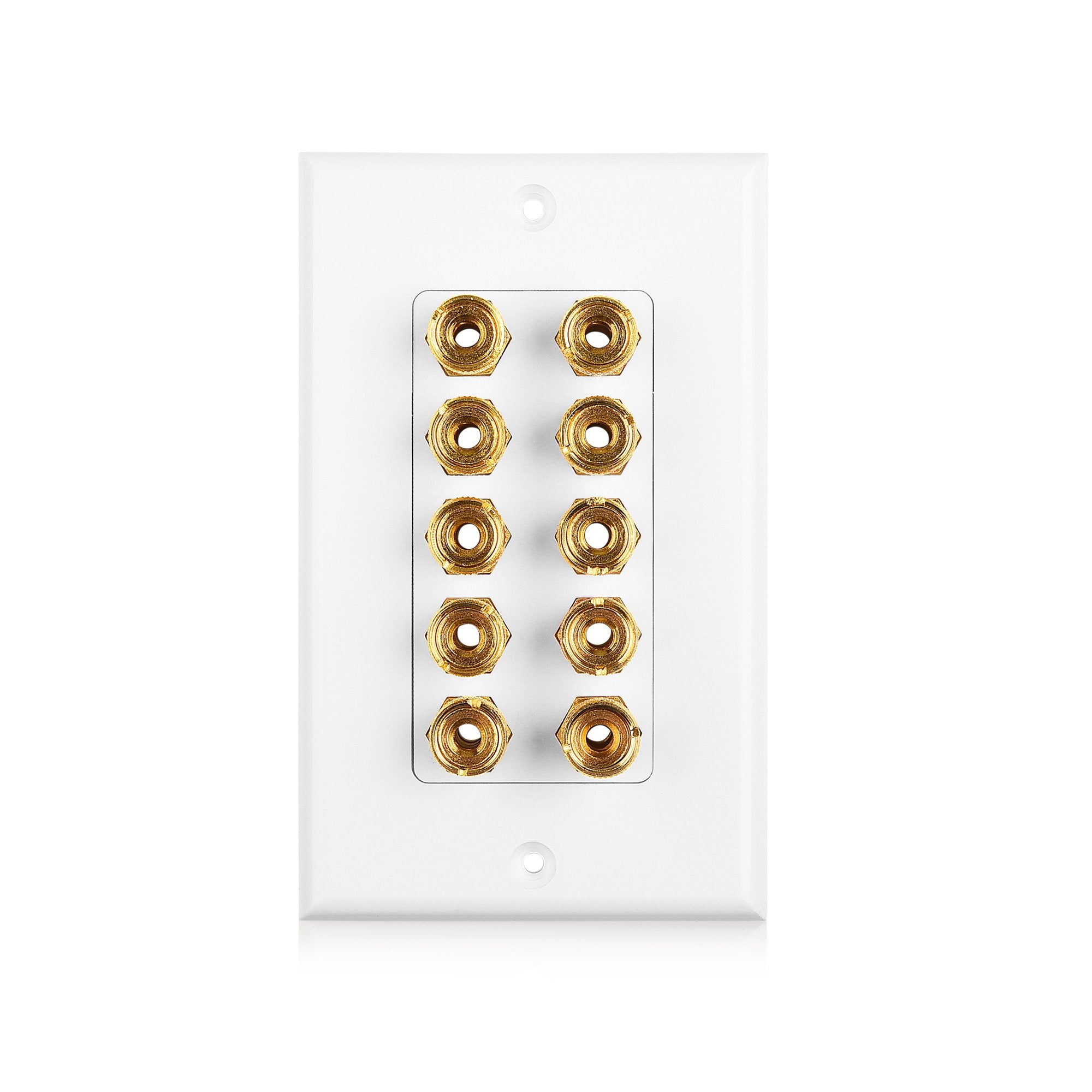 Cable Matters Speaker Wire Wall Plate (Speaker Wall Plate, Banana Plug Wall Plate) For 5 Speakers In White