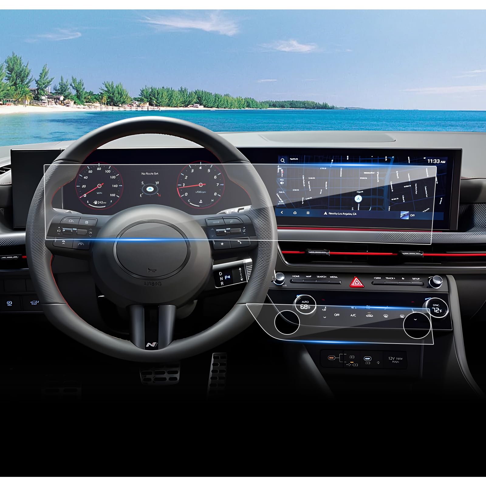 Coleya (4Pcs) 2024 Sonata Screen Protector For Hyundai Sonata (Sel/N Line/Sel Hybrid/Limited Hybrid) 12.3Inch Touchscreen&Air Co