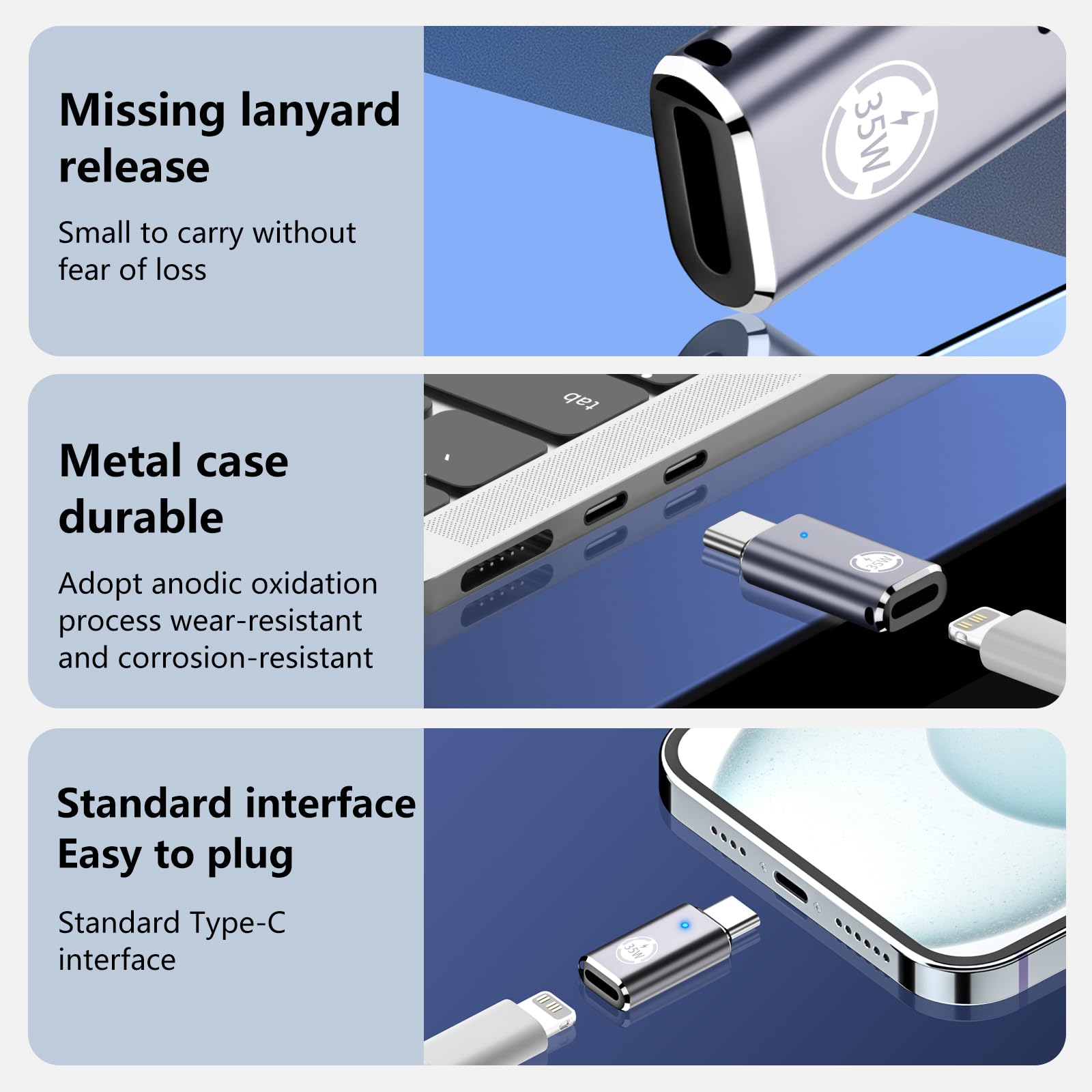 Usb C To Lightning Adapter, 35W Pd Connector, 2 Piece Set, Compatible With Iphone 15 Series And Other C Type Devices, Fast Charg