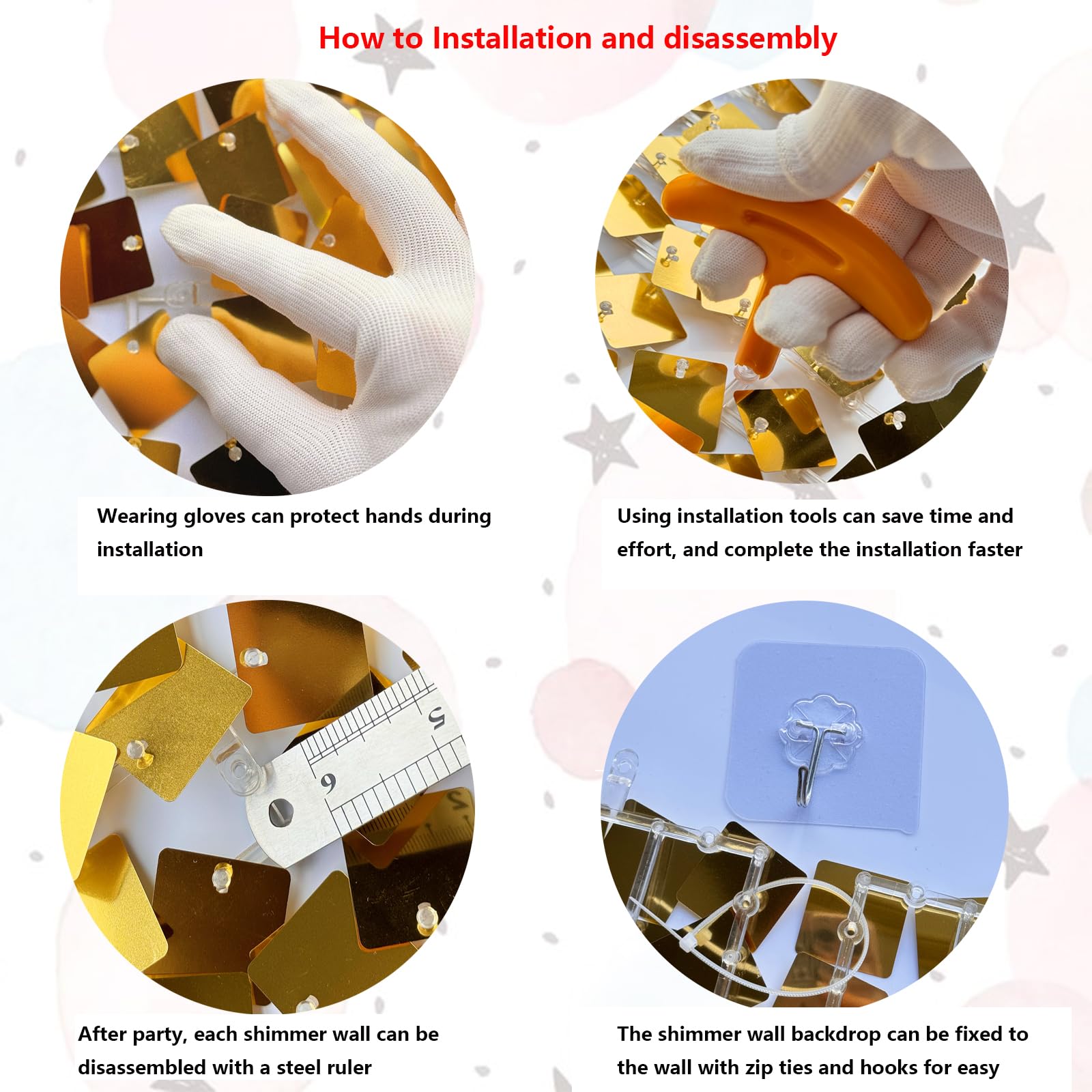 Gold Shimmer Wall Backdrop  24Pcs Square Sequin Panels For Party Wedding Birthday Disco Backdrop Decorations Or Photo Background