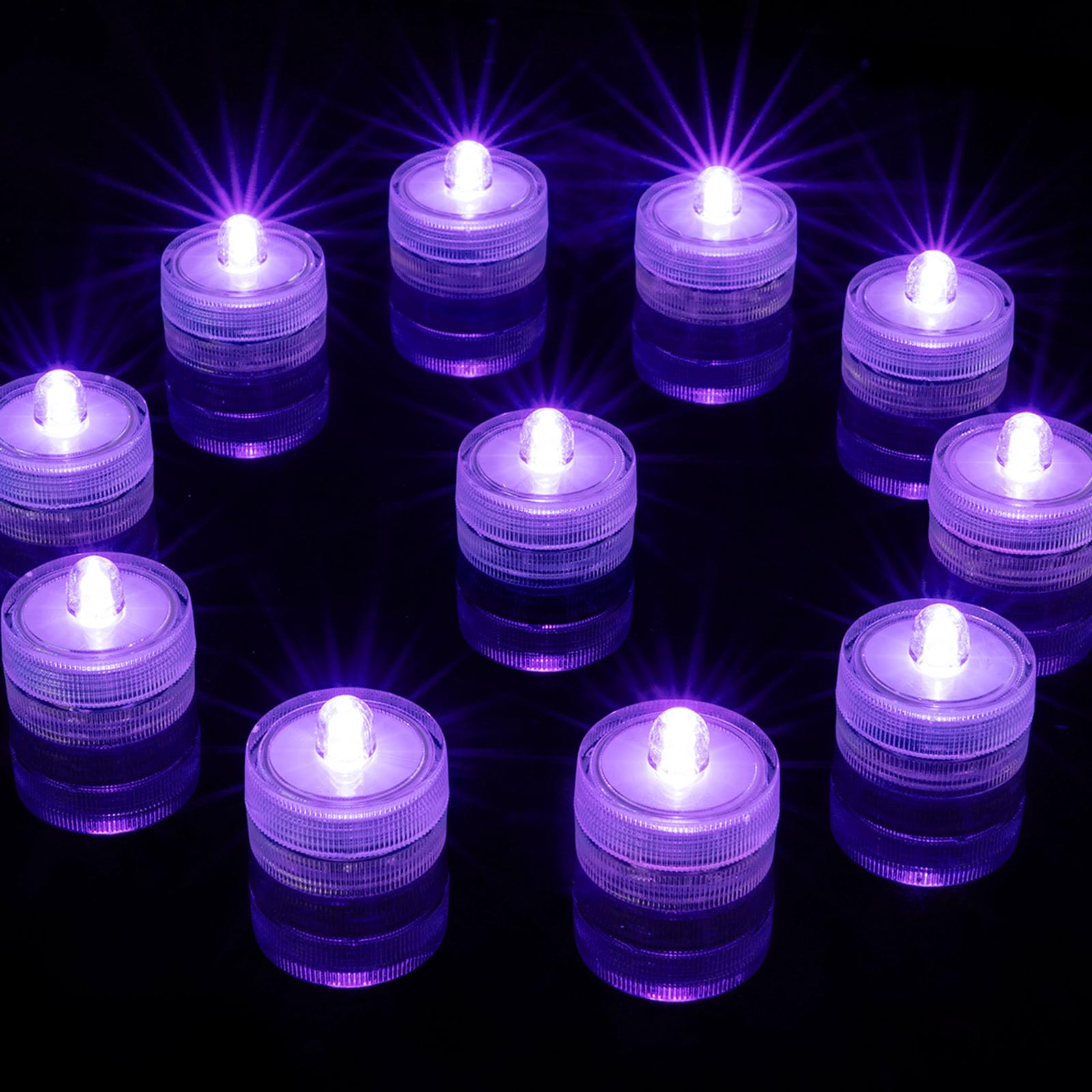 Homemory 12Pcs Mini Submersible Led Lights, Waterproof Small Tealight Candles,Battery Operated Underwater Efx Light For Vase,Poo