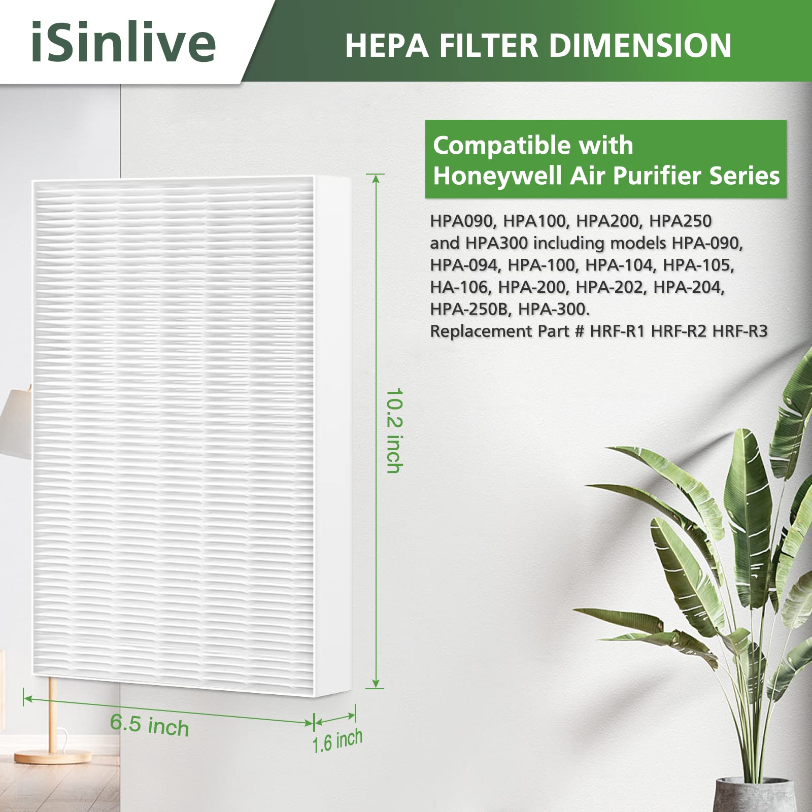 Replacement Filter R Compatible With Honeywell Air Purifier Hpa300 Hpa200 Hpa100 And 5000 Series, 6 Pack True Hepa Filter, Fits