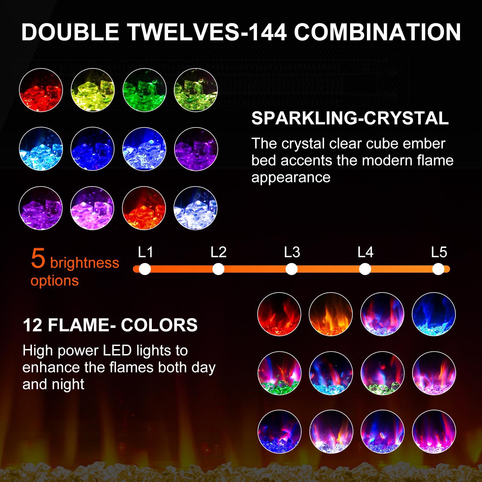 50 Ultra Thin Electric Fireplace, Wall Mounted & Freestanding, Led Fireplace Insert, Wall Fireplace For Living Room/Bedroom W/To