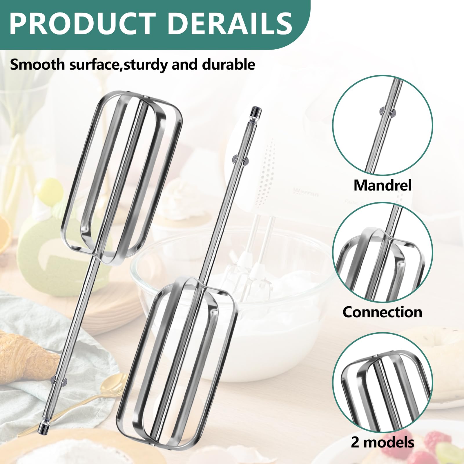 Hasanbar 4 Pack Hand Mixer Beaters, Compatible With Hamilton Beach Hand Mixer 62692 62695V 64699 62682Rz, Beater Replacement Fit