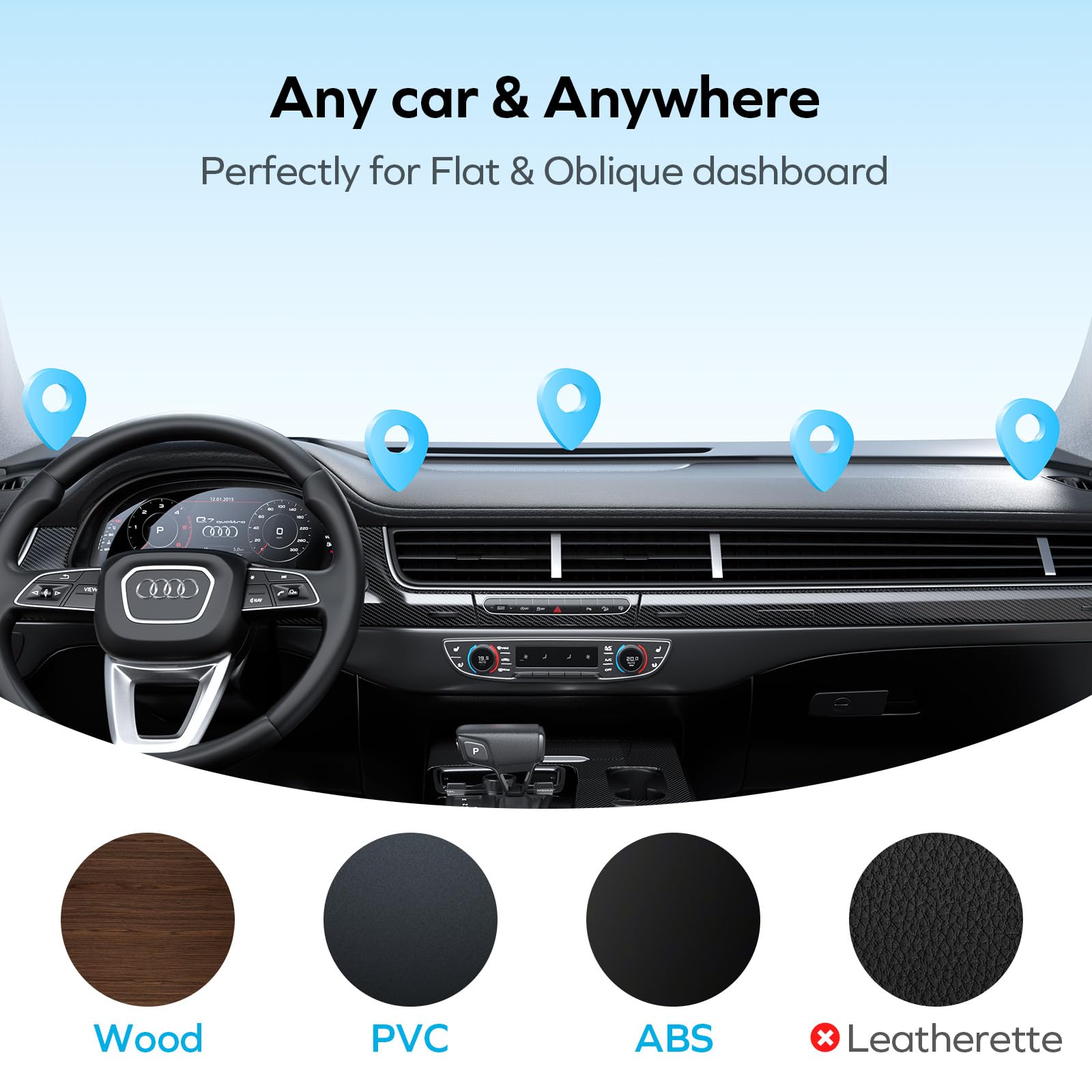 Momax Magsafe Car Mount, N52 Magnetic Car Phone Mount, 905 Rotation Cell Phone Mount For Dashboard Windshield, Phone Holder Moun