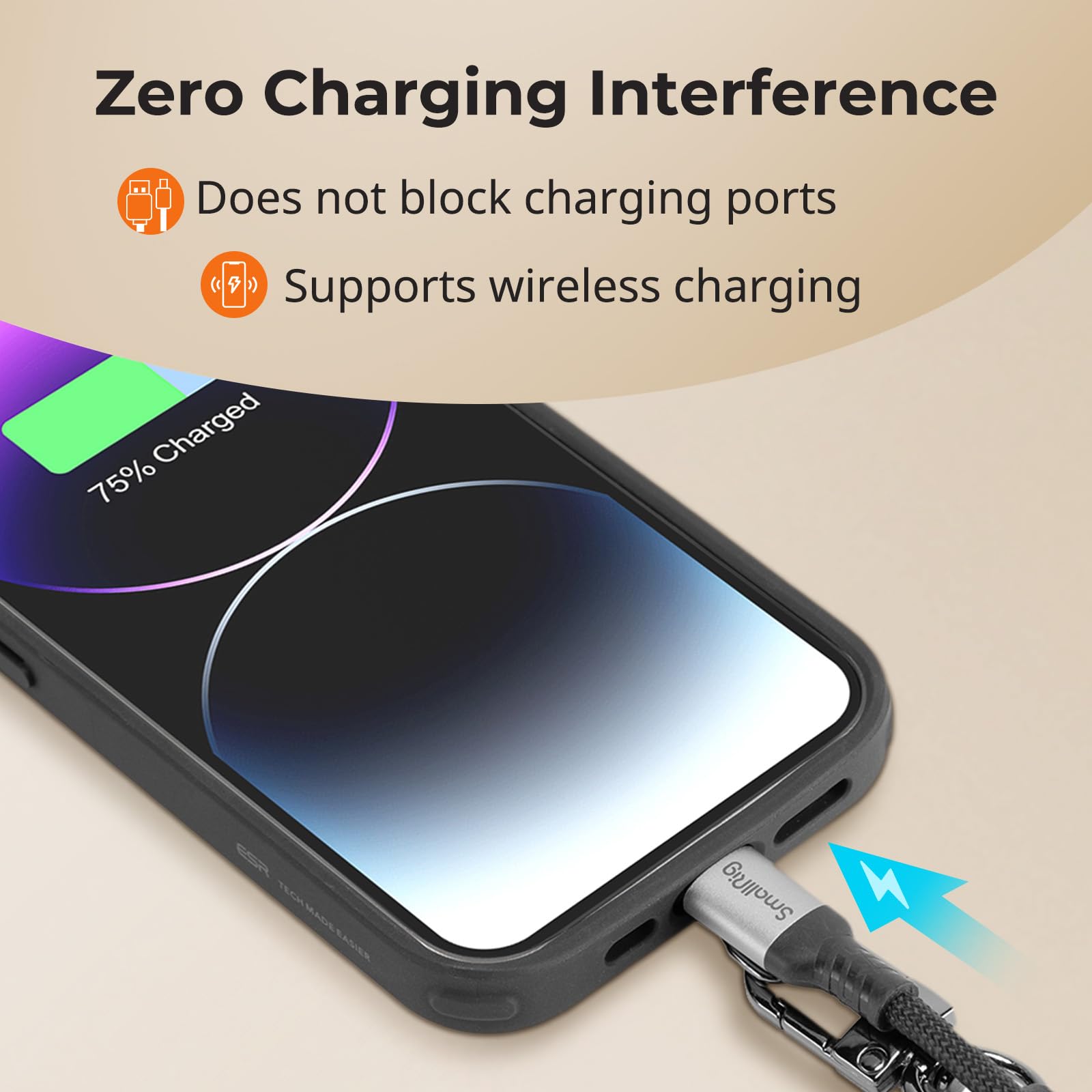 Smallrig Adjustable Phone Wrist Strap, 38Cm Leather & Nylon Wrist Strap For Smartphones With Built-In Hook For Keys & Accessorie