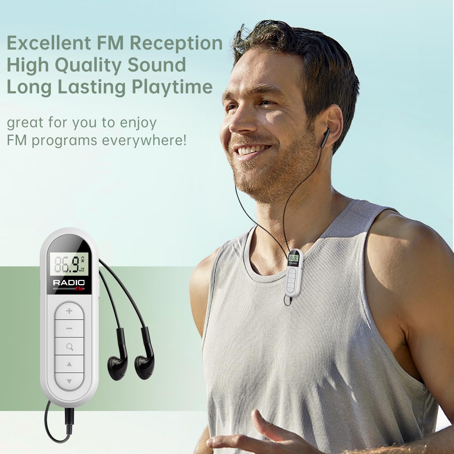 Umutoo Fm Radio, Rechargeable Portable Pocket Transistor Radio With Best Reception,Lcd Digital Tuning With Backlight, Stereo Sou