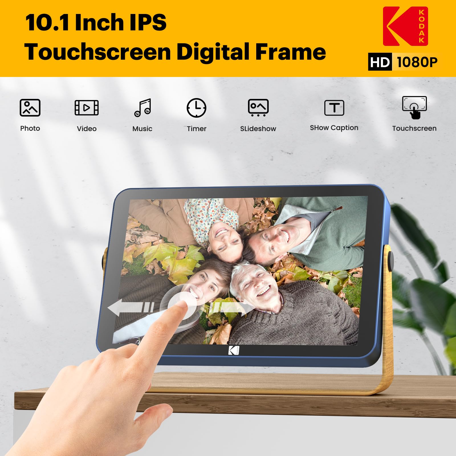 Kodak Wifi Digital Picture Frame 10.1 Inch With 16Gb Built In Memory,4000Mah Battery,1280 * 800 Touch Screen Cloud 2.4Ghz Wifi,