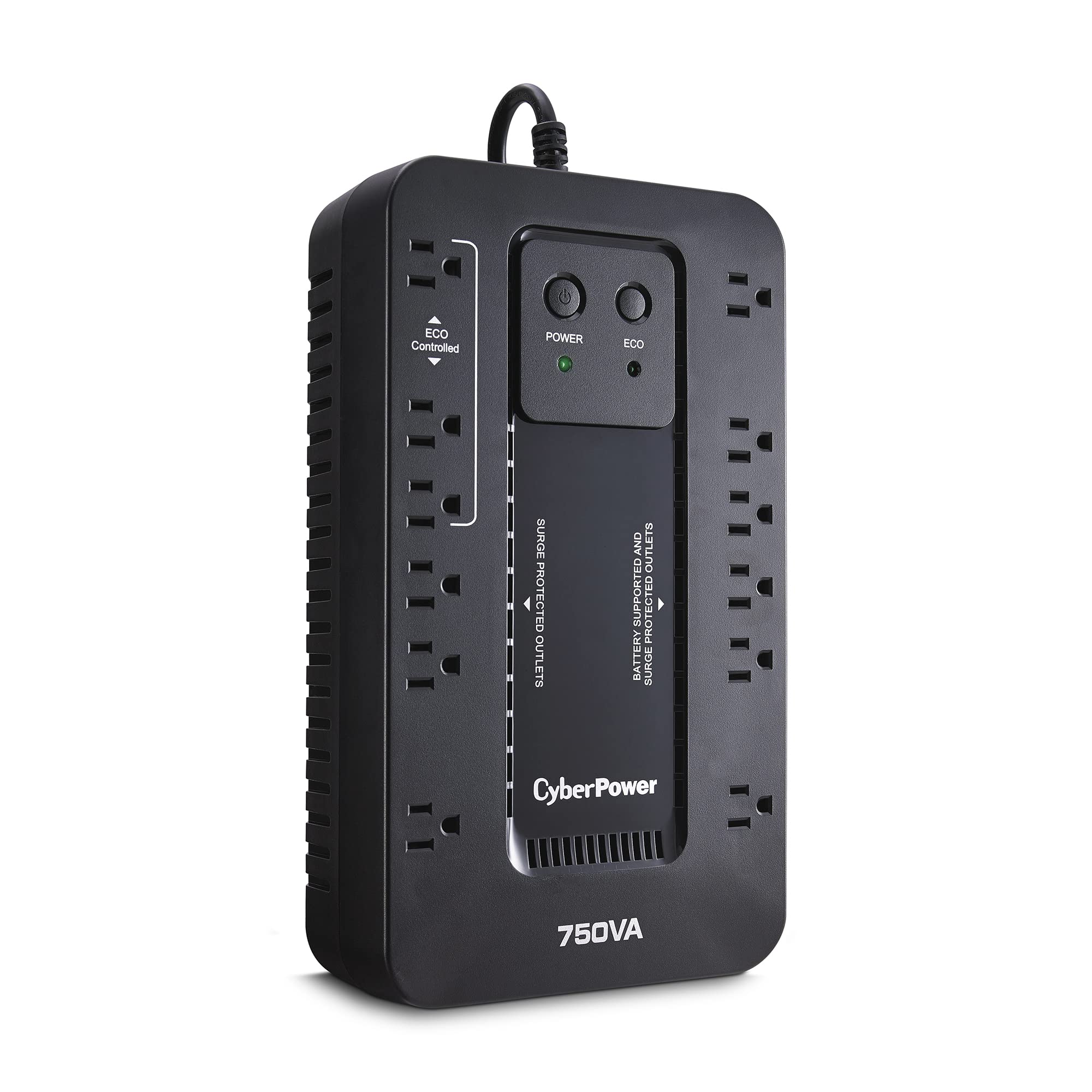 Cyberpower Ec750G Ecologic Battery Backup & Surge Protector Ups System, 750Va/450W, 12 Outlets, Eco Mode, Compact Uninterruptibl