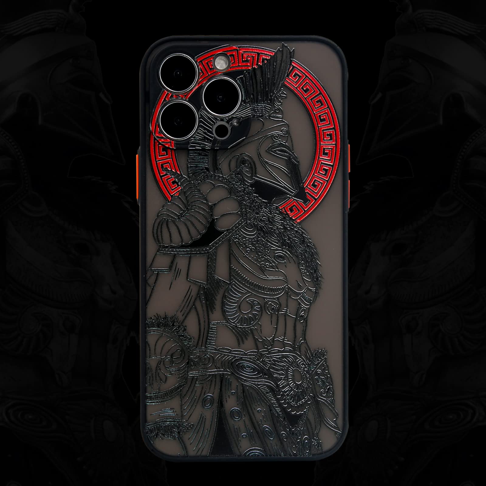 Cool Gladiator Phone Case With 3D Embossed Compatible For Iphone 14 Pro Clear Frosted Trendy Iphone Case