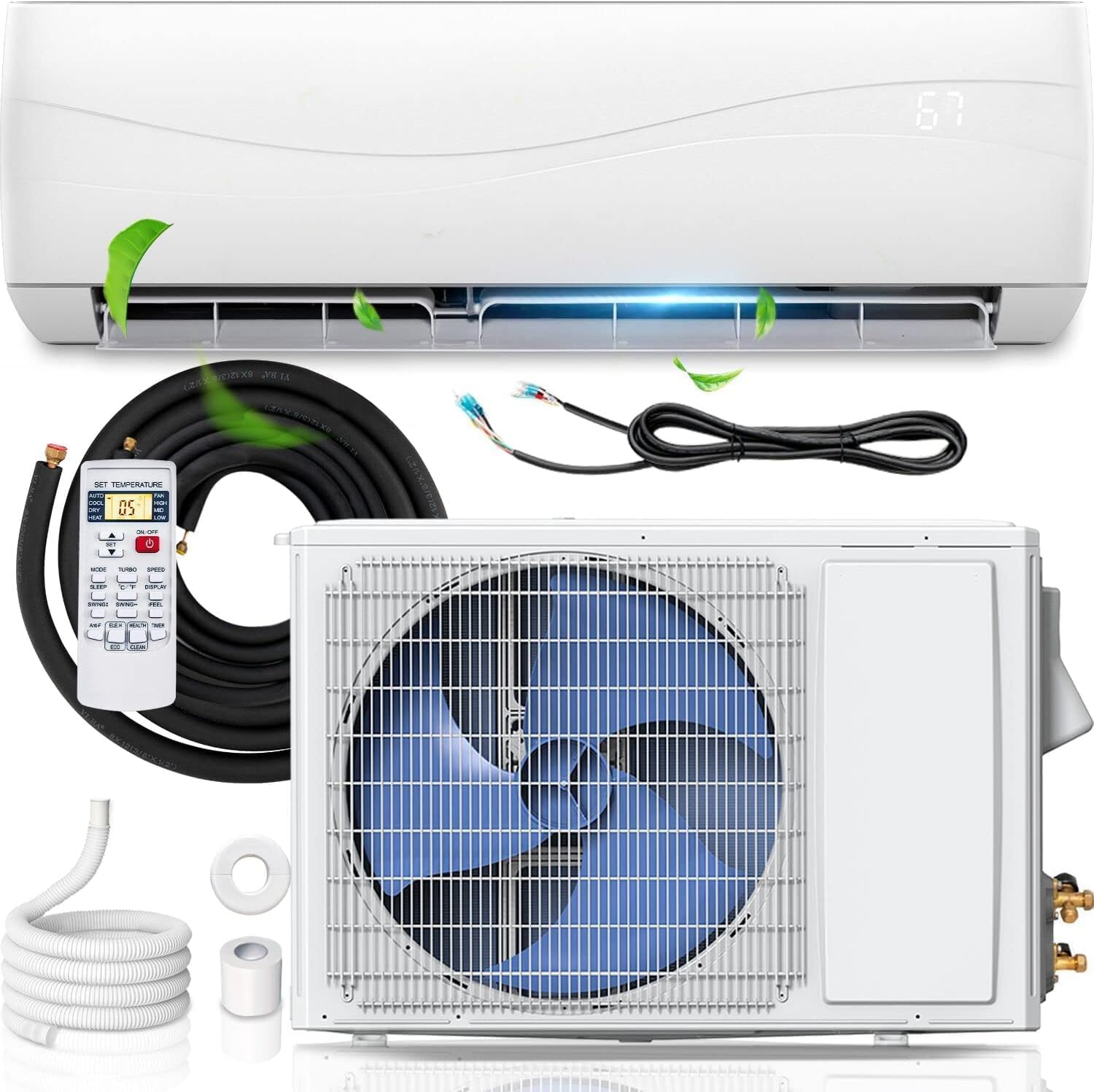 SIMOE Split Ductless Air Conditioner and Heater Mini Wall-Mounted AC Unit with Heat Pump & Ductless Inverter System (12000BTU,11