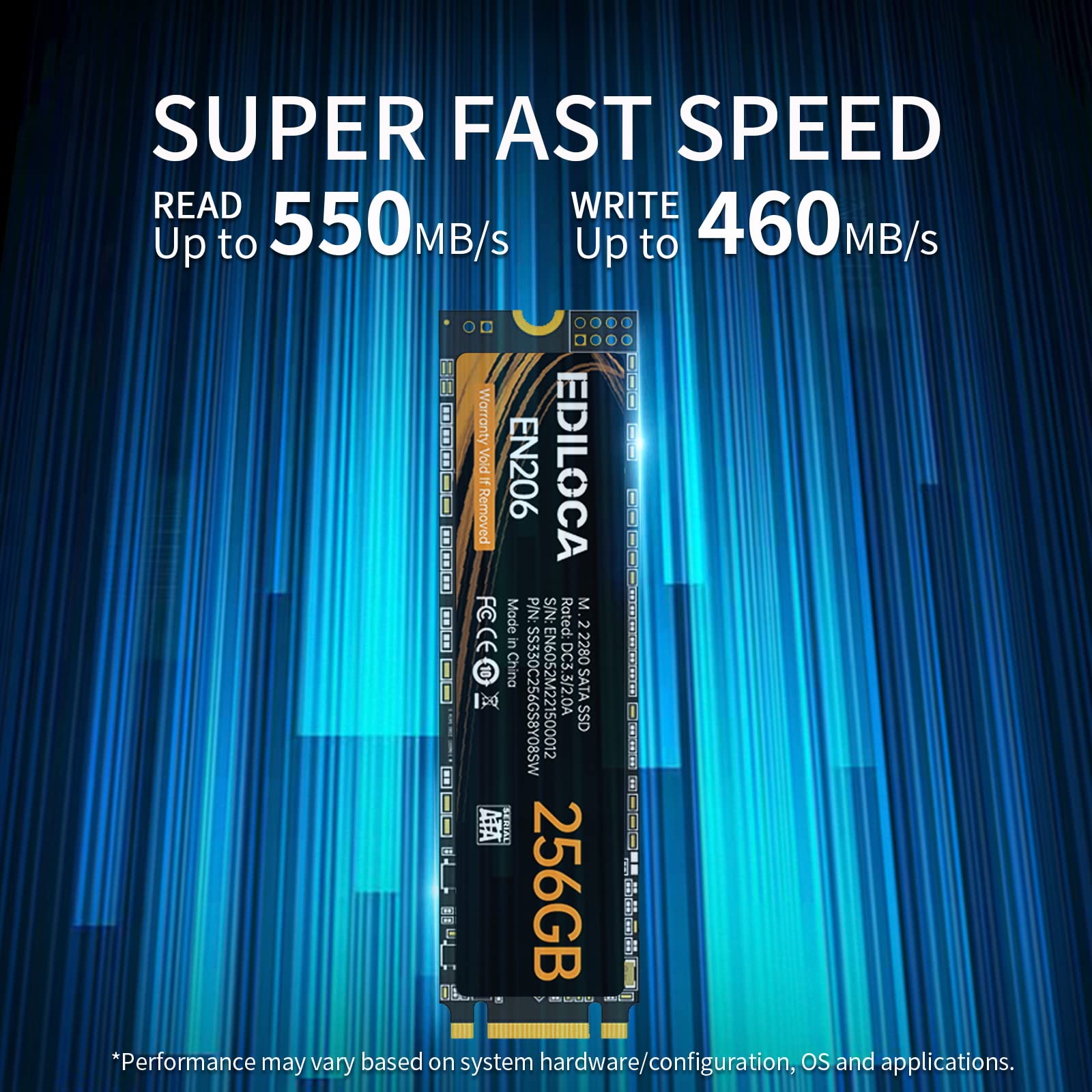 Ediloca En206 256Gb 3D Nand Tlc M.2 Ssd, M.2 2280 Sata Iii 6Gb/S Ssd Internal Hard Drive, Read/Write Speed Up To 550/460 Mb/S, C
