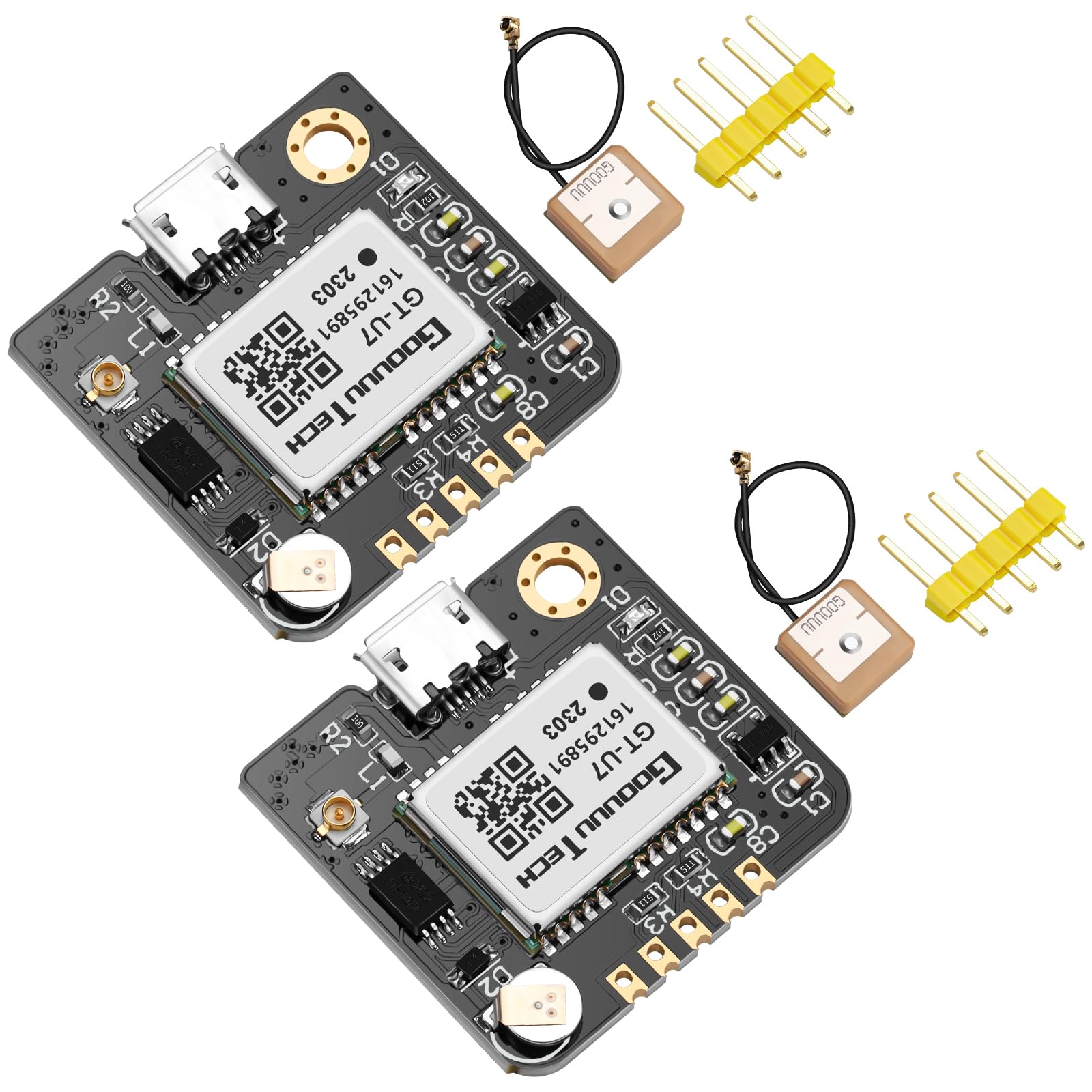 Makerfocus 2 Pack Gt U7 Gps Module Satellite Navigation Positioning Gps Receiver Drone Microcontroller Compatible With Neo 6M 51 Microcontroller Stm32 Arduino Uno R3 With Ipex Antenna High Sensitivity