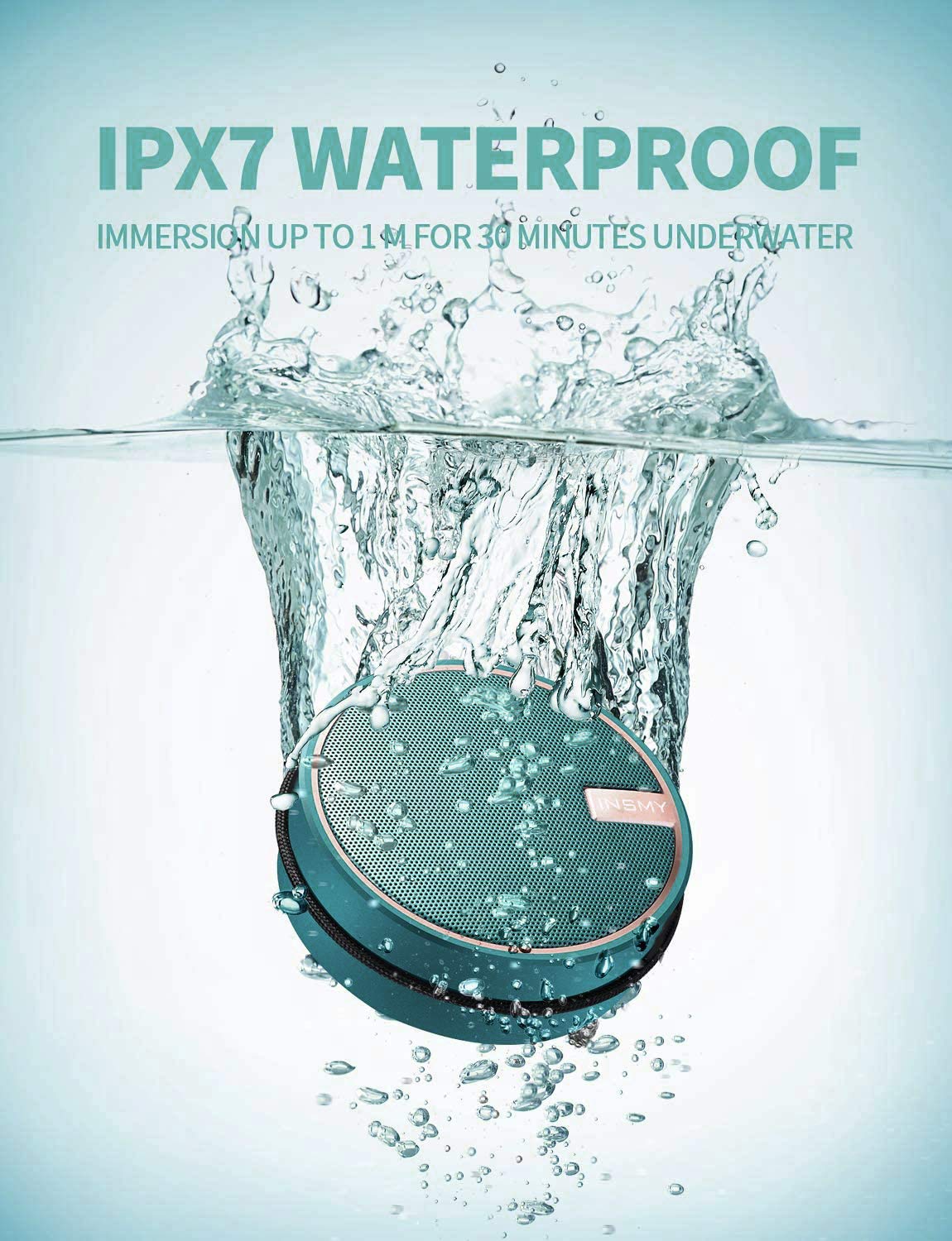 Insmy C12 Ipx7 Waterproof Shower Bluetooth Speaker, Portable Small Speaker, Speakers Bluetooth Wireless Loud Clear Sound, Suppor