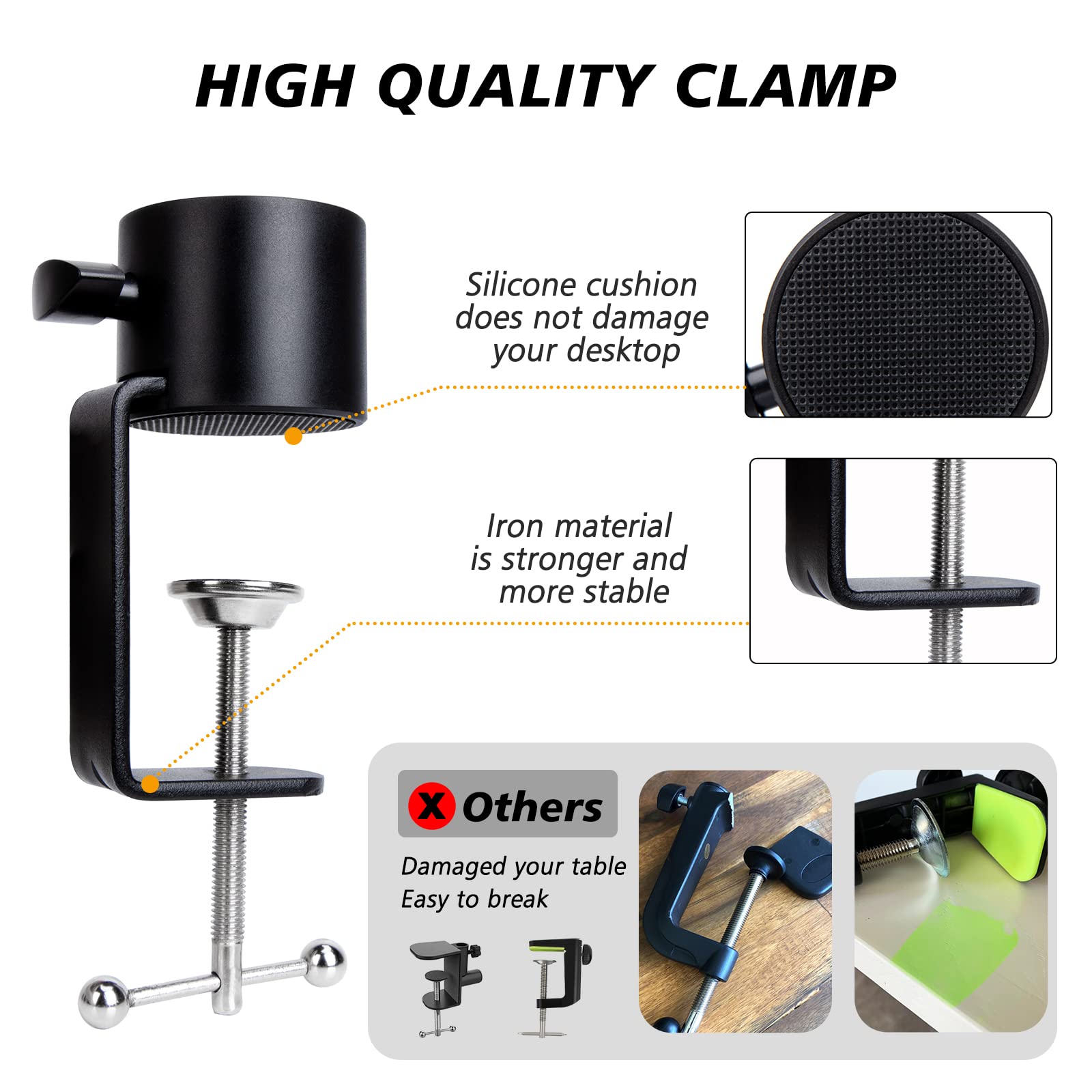 Blue Yeti Boom Arm With Extension Tube   Mic Boom Arm Compatible With Hyperx Quadcast, Weighted Metal Height Adjustment Mic Arm