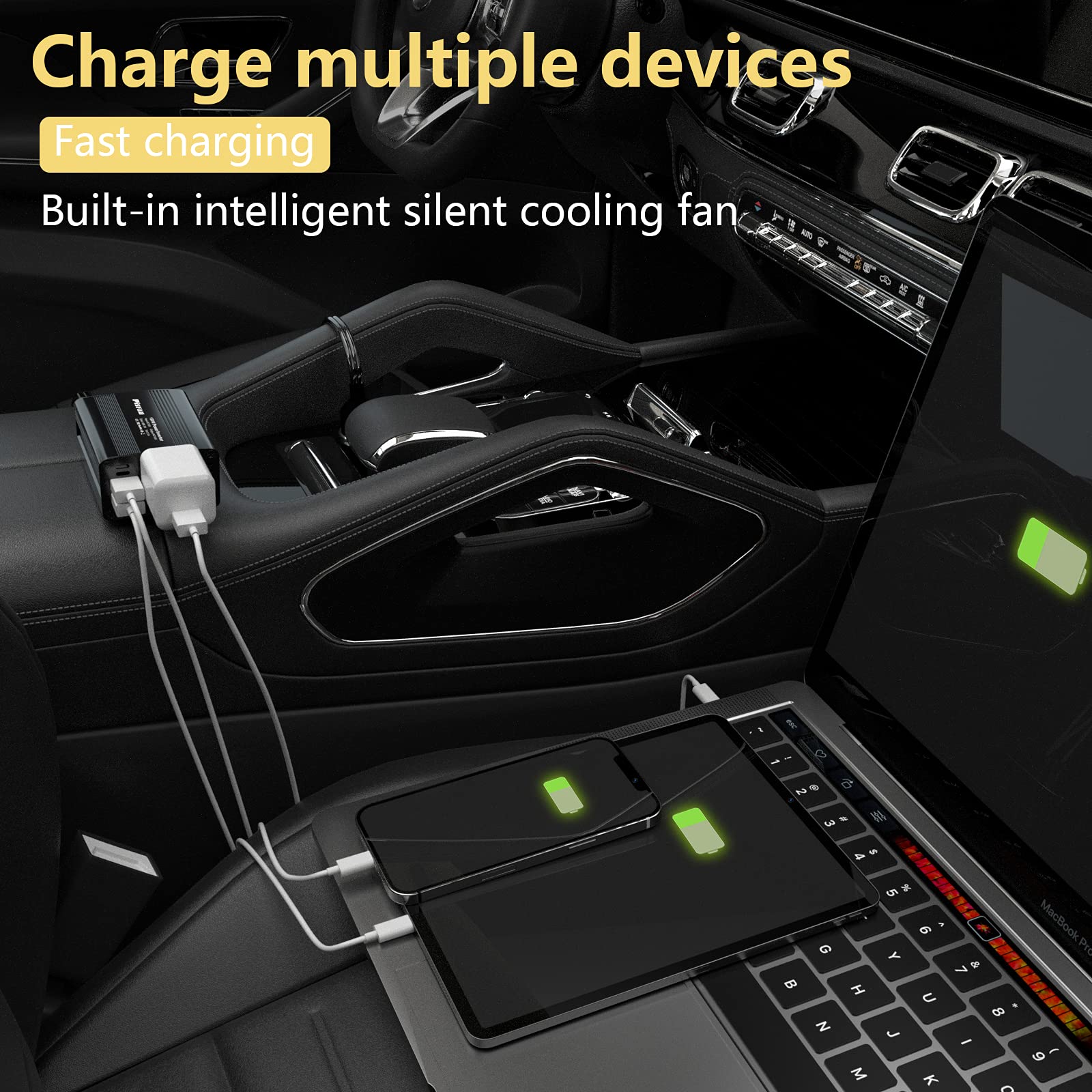 150W Power Inverter 12V Dc To 110V Ac Car Plug Adapter Outlet Converter With 3.1A Dual Usb Ac Car Charger For Laptop Computer Bl