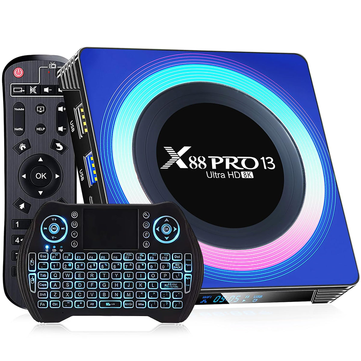 Android Tv Box 13.0, X88 Pro 13 Tv Box Android 13.0 2024 Android Tv Box 6K 8K Wi-Fi 6 4Gb Ram 64Gb Rom, Android Box Rk3528 Quad-Core 2.4G/5G Wi-Fi Bluetooth 5.0 Usb 3.0 With Mini Wireless Keyboard