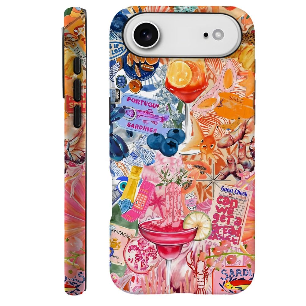 Compatible with iPhone 17 Air,Durable & Shockproof Phone Case Cover Design - Cute Summer Fruits Collage Orange