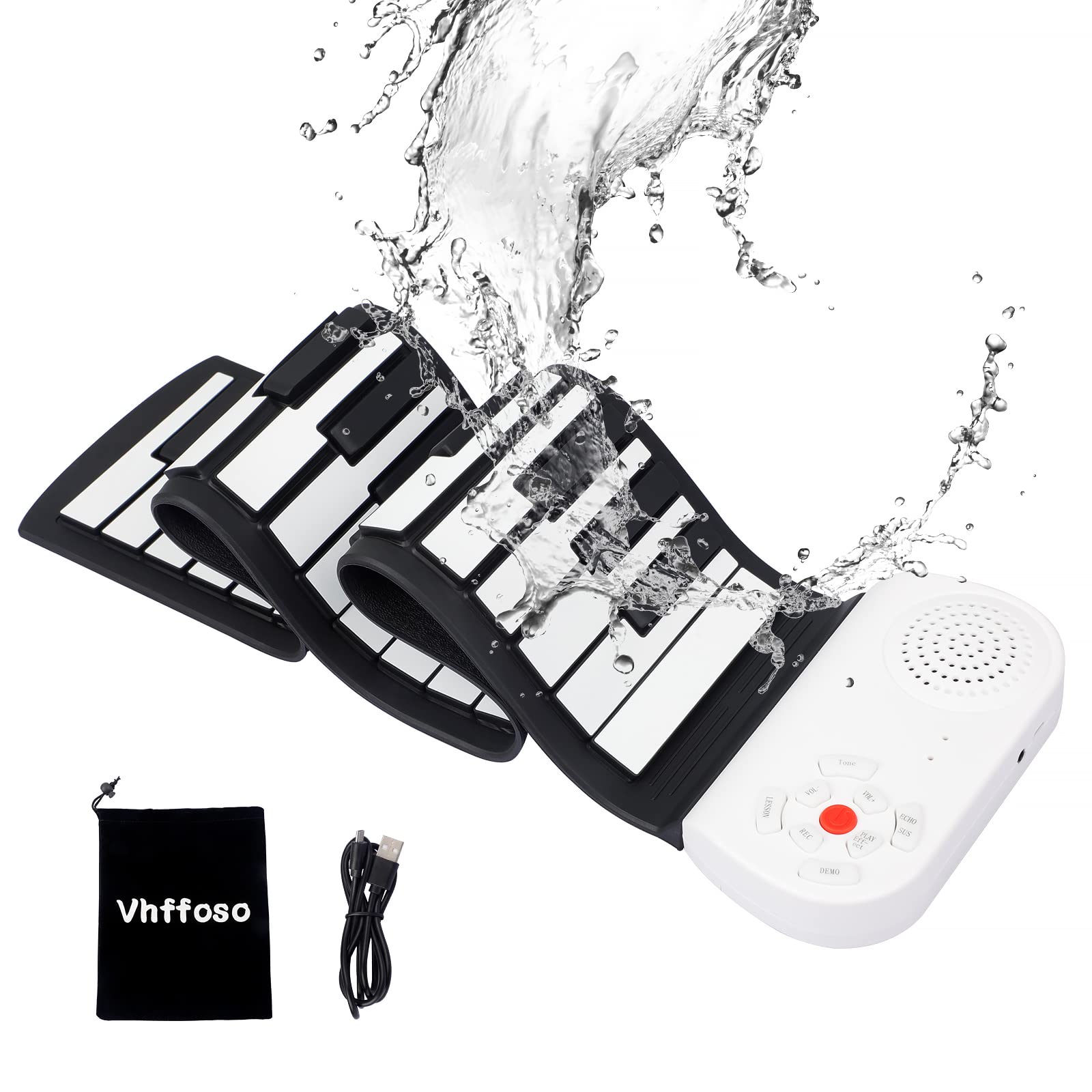 49 Keys Roll Up Piano With Carrying Bag, 8 Different Tones, Built In Rechargeable Lithium Battery, Built In 2W Speakers, Portabl