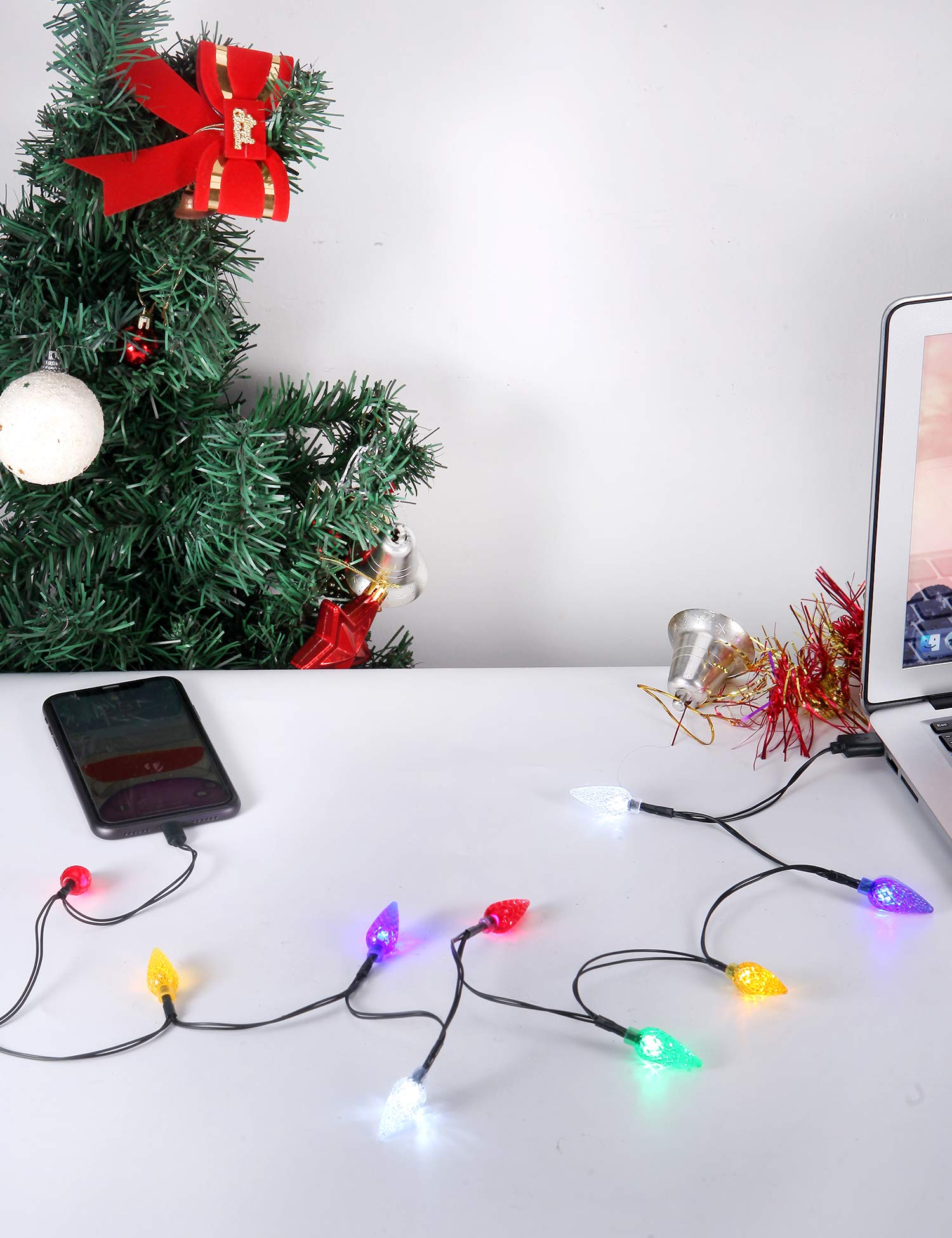 Led Christmas Light Phone Charger Cord Usb Charging Cable Gift For Phone 14/13/12/11 Pro/Xs/Xs Max/Xr/X/8 Plus/ 8/7 Plus/7S Plus/6S/6 With 10 Lights Christmas Decorations(Black)