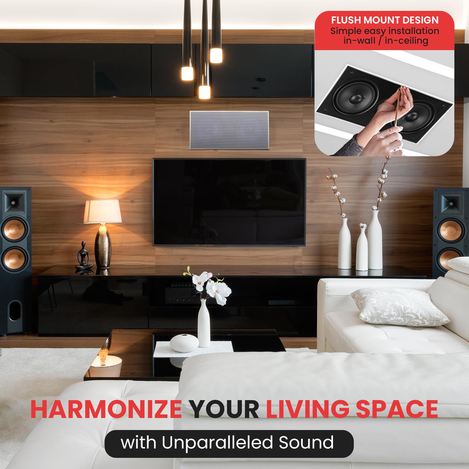 Pyle Ceiling Wall Mount Enclosed Speaker   300 Watt Stereo In Wall / In Ceiling Flush Mounted Sound Speaker System W/ Dual 5.25'