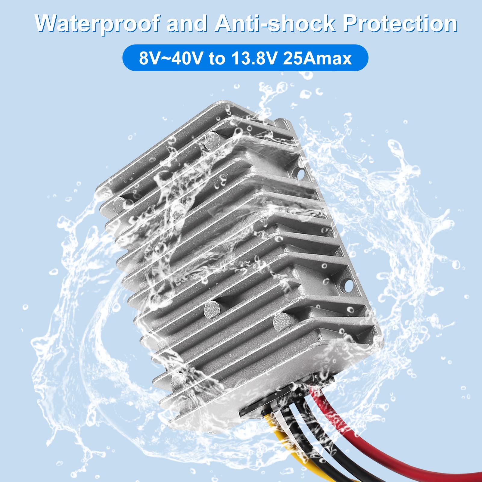 Aediko Dc Voltage Reducer Converter Dc 8V 40V To 13.8V 25A 300W Reducer Power Converter Waterproof Regulator Module Transformer