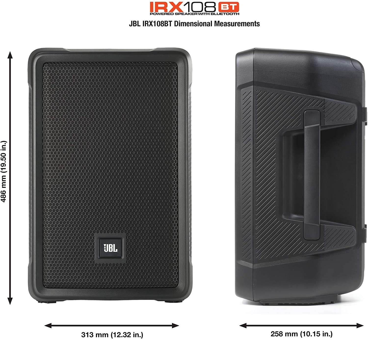 Jbl Professional Irx108Bt Powered Pa Speaker, Portable Loudspeaker With Bluetooth, 8 Inch Woofer, 1300 Watt, Mobile Dj, Musician