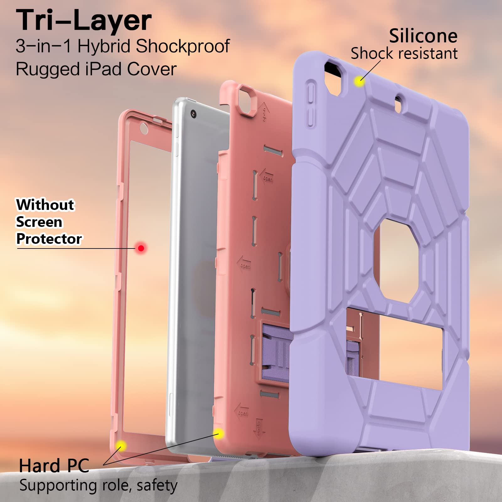 Grifobes For Ipad 6Th/5Th Generation Cases 2018/2017, For Ipad Air 2 Case 2014 9.7 Inch, Heavy Duty Shockproof Rugged Protective