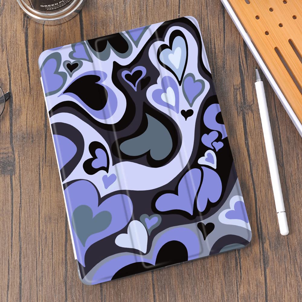 Idocolors Blue Love Heart Pad Case White Case For Ipad 7Th/8Th/9Th Generation (Ipad 10.2 Inch Case 2019/2020/ 2021) Cute Girly A