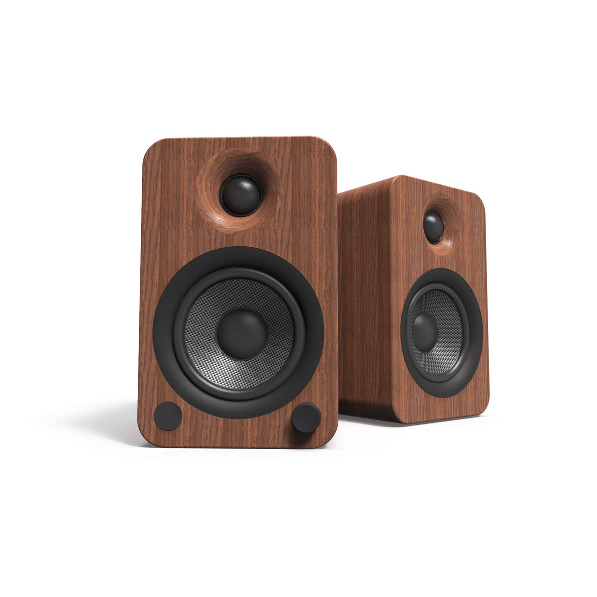 Kanto Yu4Walnut Powered Speakers With Bluetooth And Built In Phono Preamp | Auto Standby And Startup | Remote Included | 140W Pe