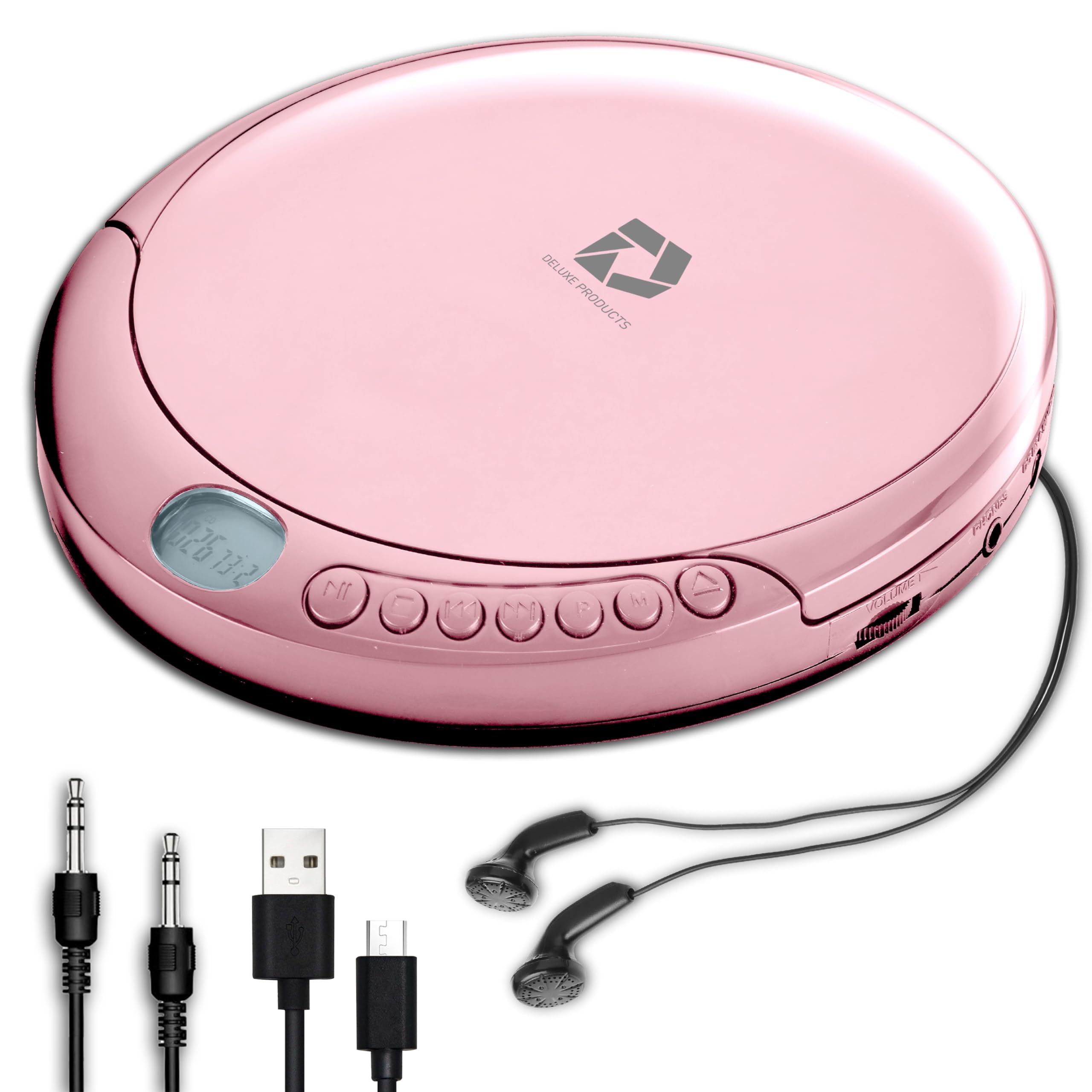 Deluxe Products Cd Player Portable With 60 Second Anti Skip, Stereo Earbuds, Includes Aux In Cable And Ac Usb Power Cable For Us