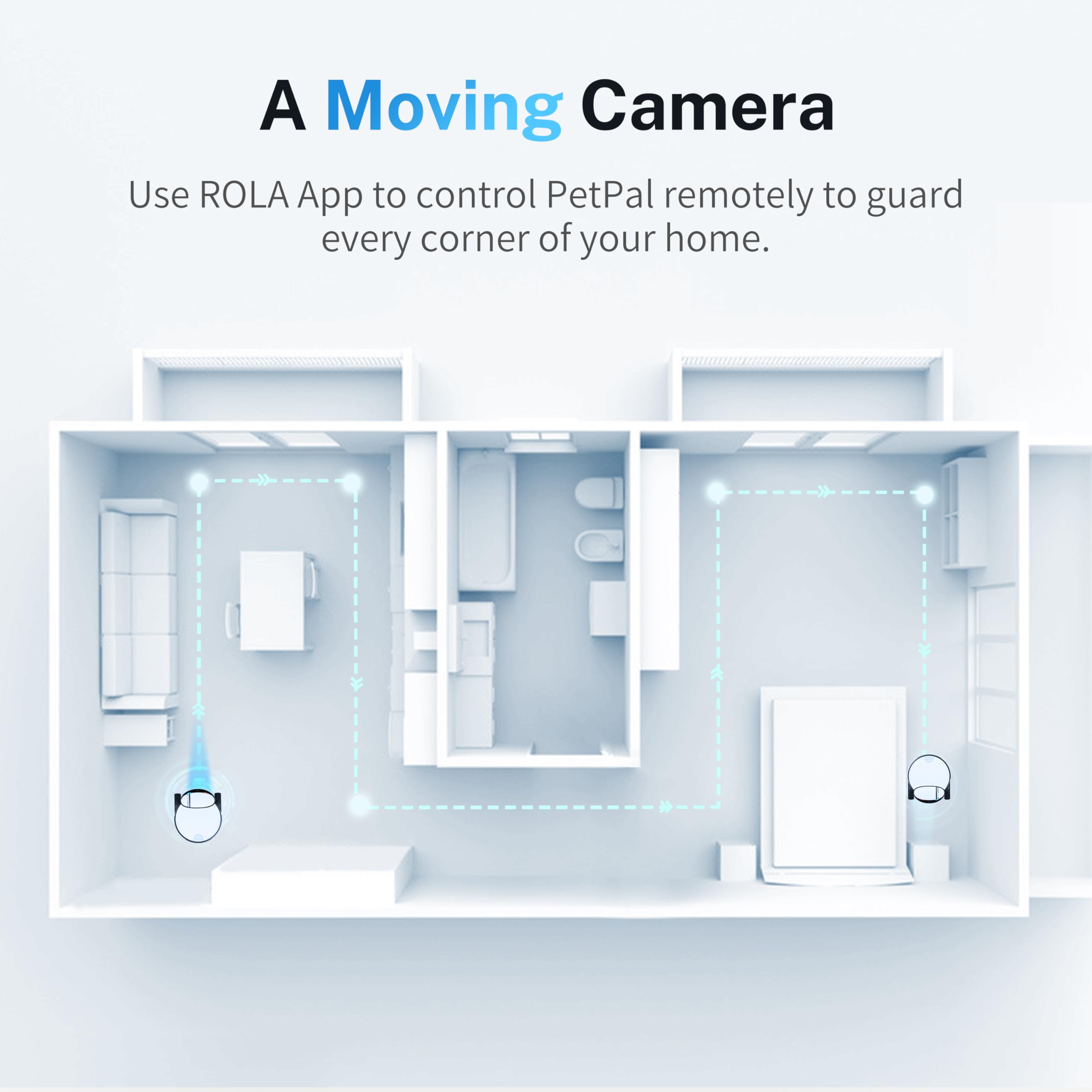 Enabot Ebo Rola Petpal 2.5K Camera Robot: Movable Wifi Qhd Cam, Indoor Smart Home Security, Night Vision, 2 Way Audio, Remote Ap