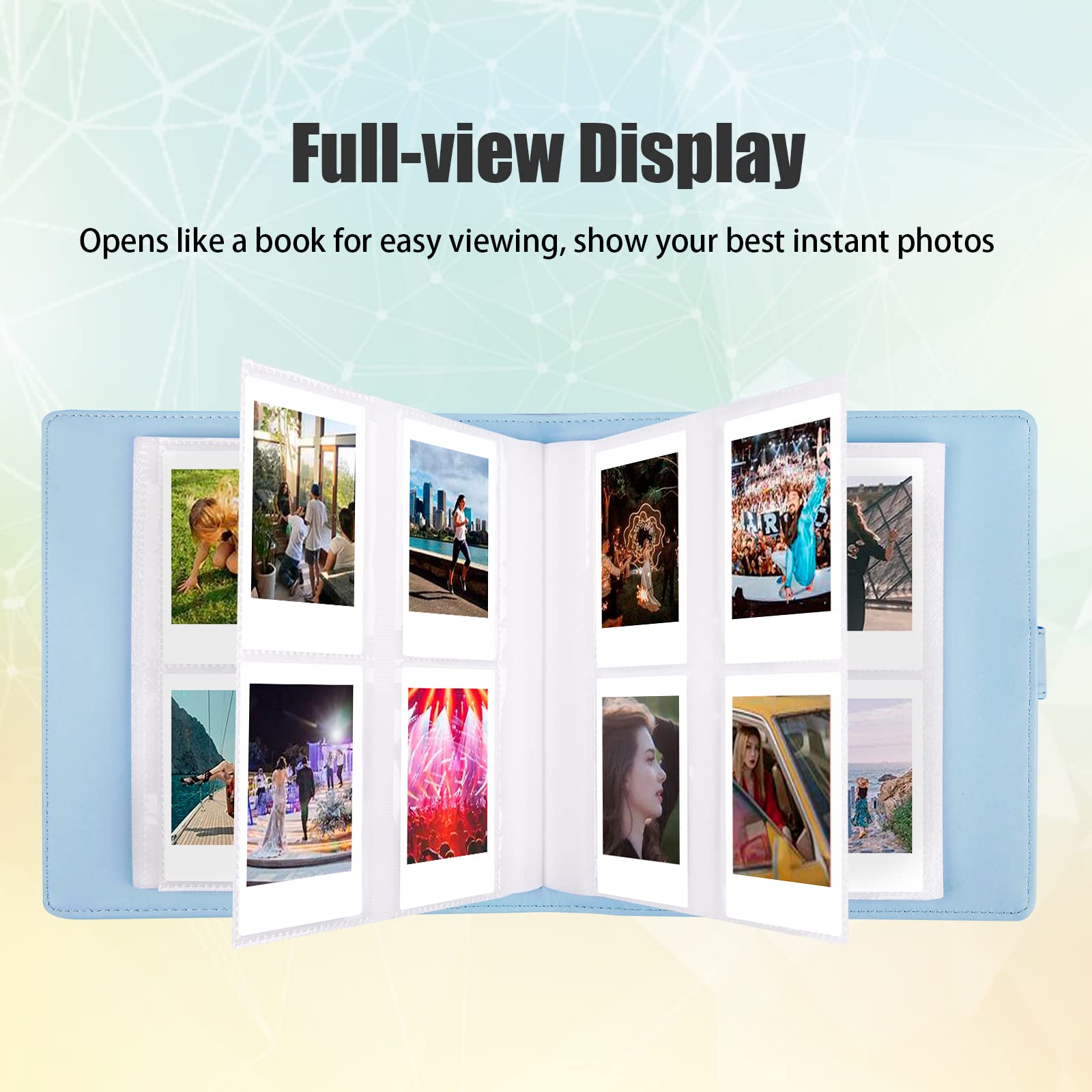 256 Pockets Photo Album For Fujifilm Instax Mini Camera, Photo Album For Polaroid, Leather Cover, Photo Album For Instax Mini 12 11 9 40 90 8 7 Evo Liplay Instant Camera, 2X3 Photo Album, Magic Blue