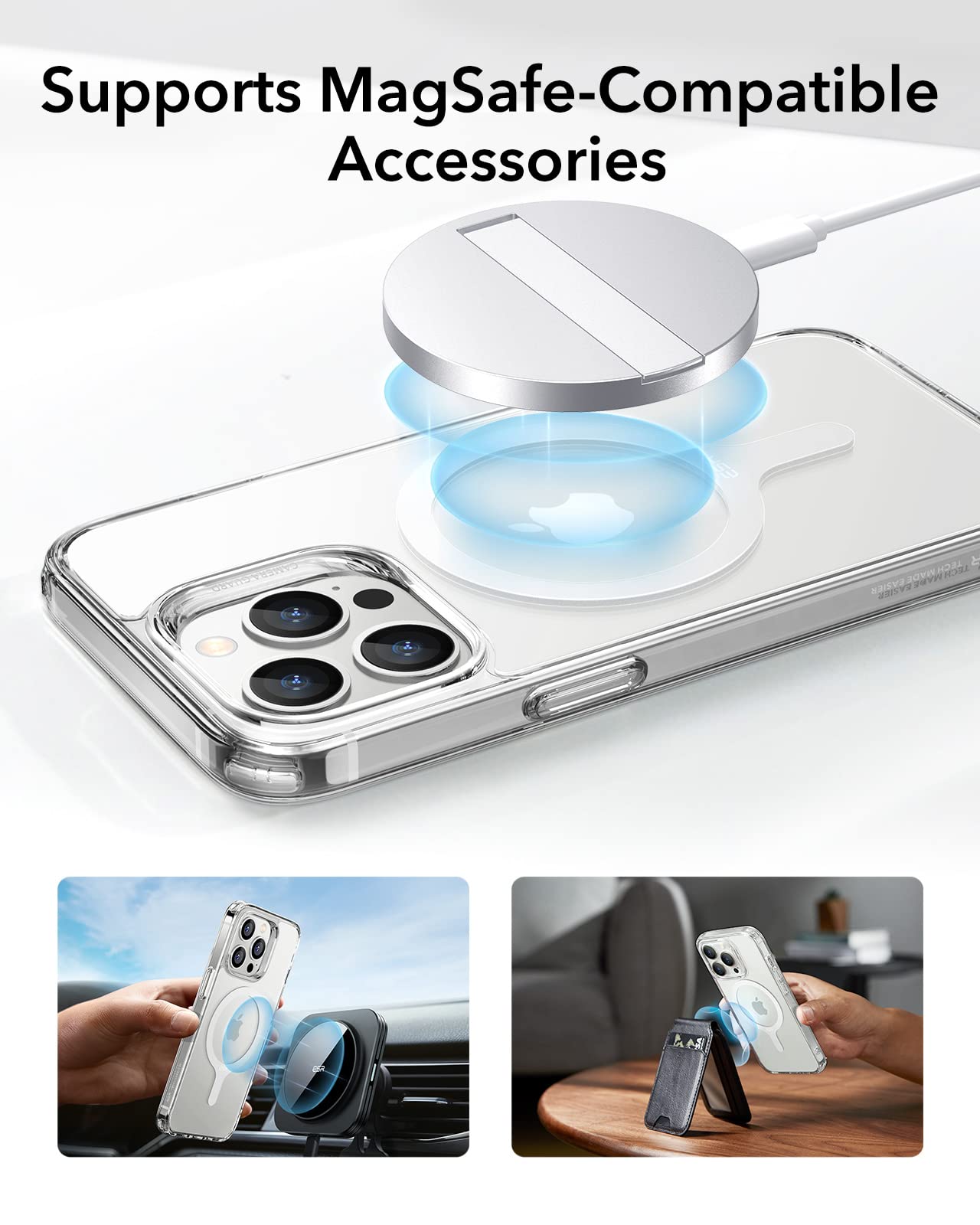 Esr For Magsafe Sticker 360, Magsafe Ring Magnet (Halolock), 4 Pack Magnetic Ring, Universal Magnetic Wireless Charger Conversio